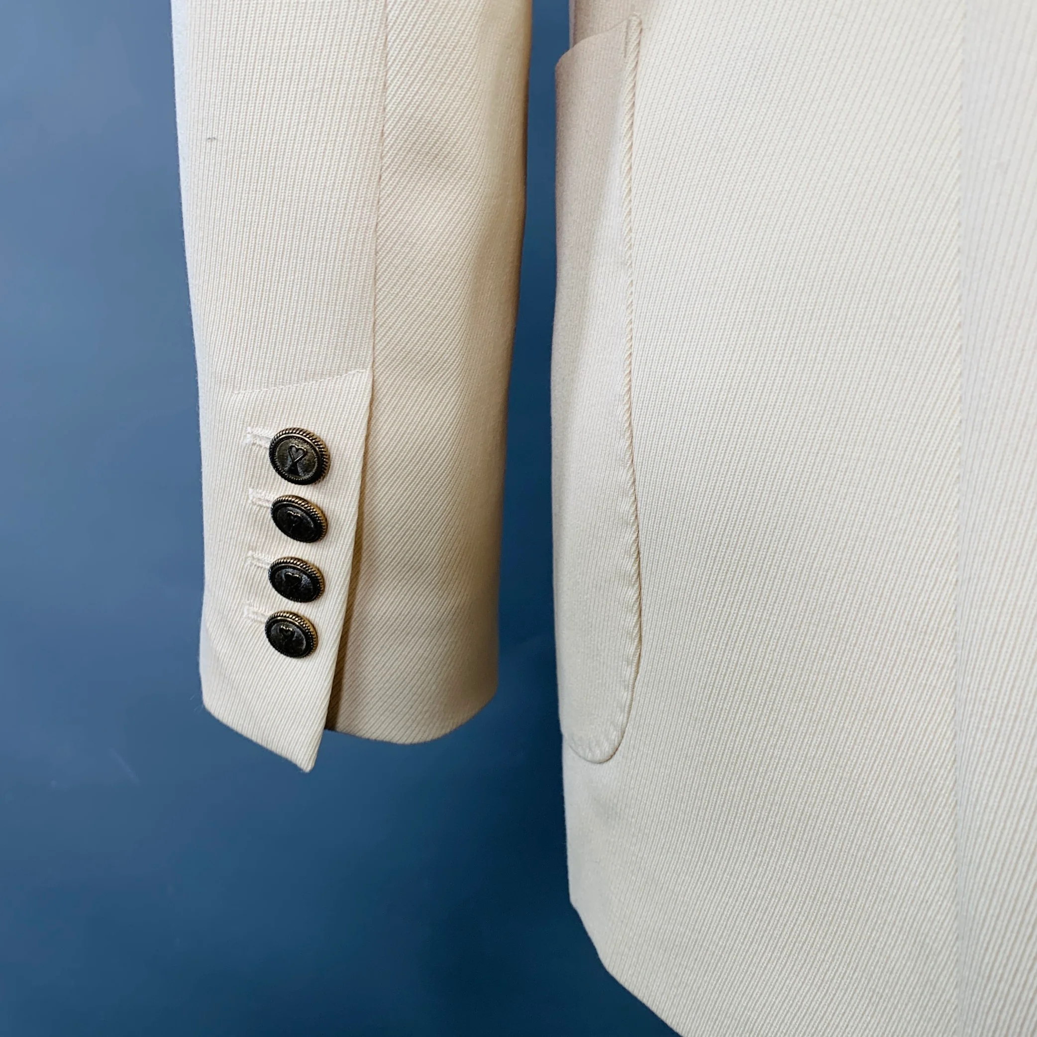 AMI by ALEXANDRE MATTIUSSI Size 34 Beige Wool Twill Double Breasted Sport Coat - Image 6