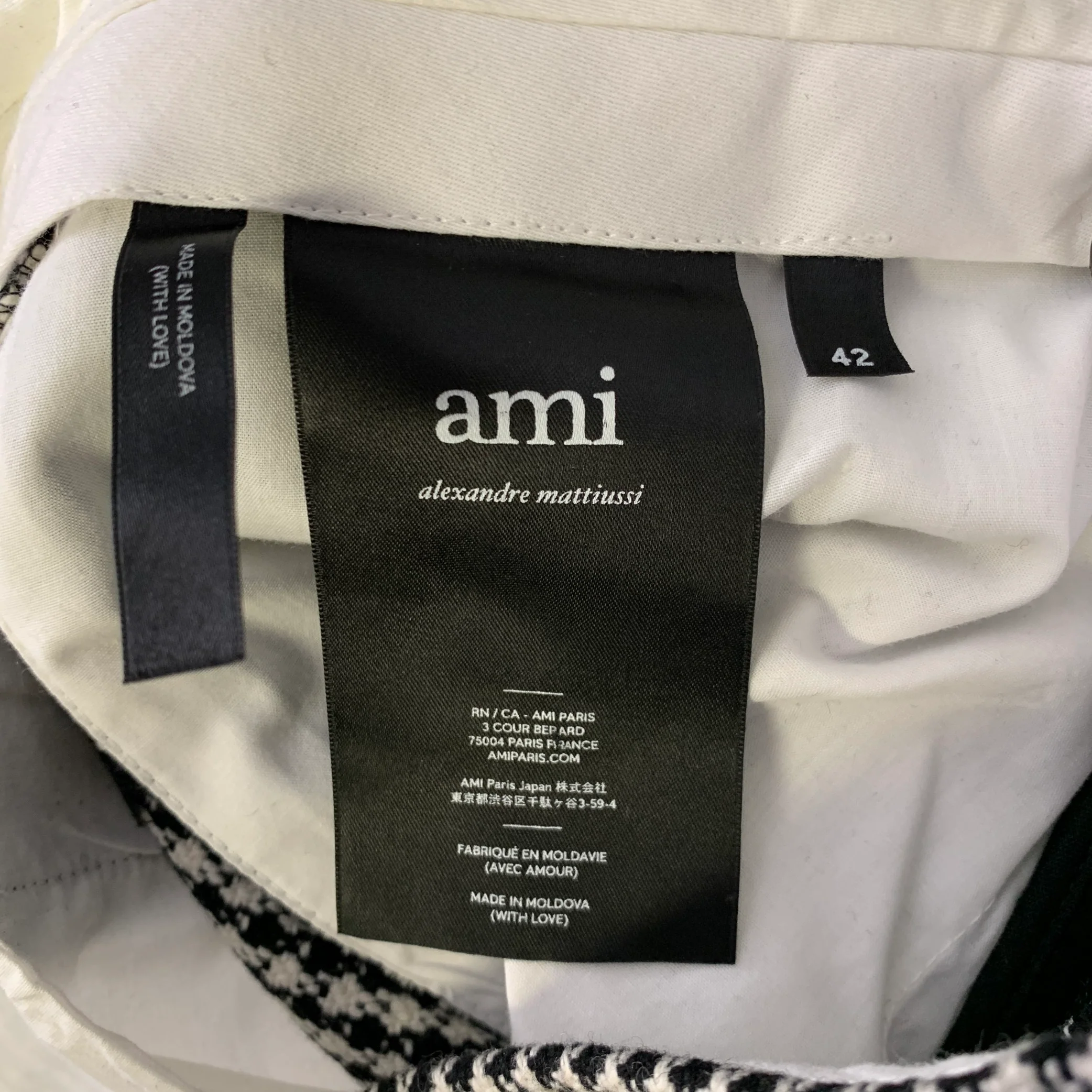AMI by ALEXANDRE MATTIUSSI Size 34 Black White Houndstooth Casual Pants - Image 5