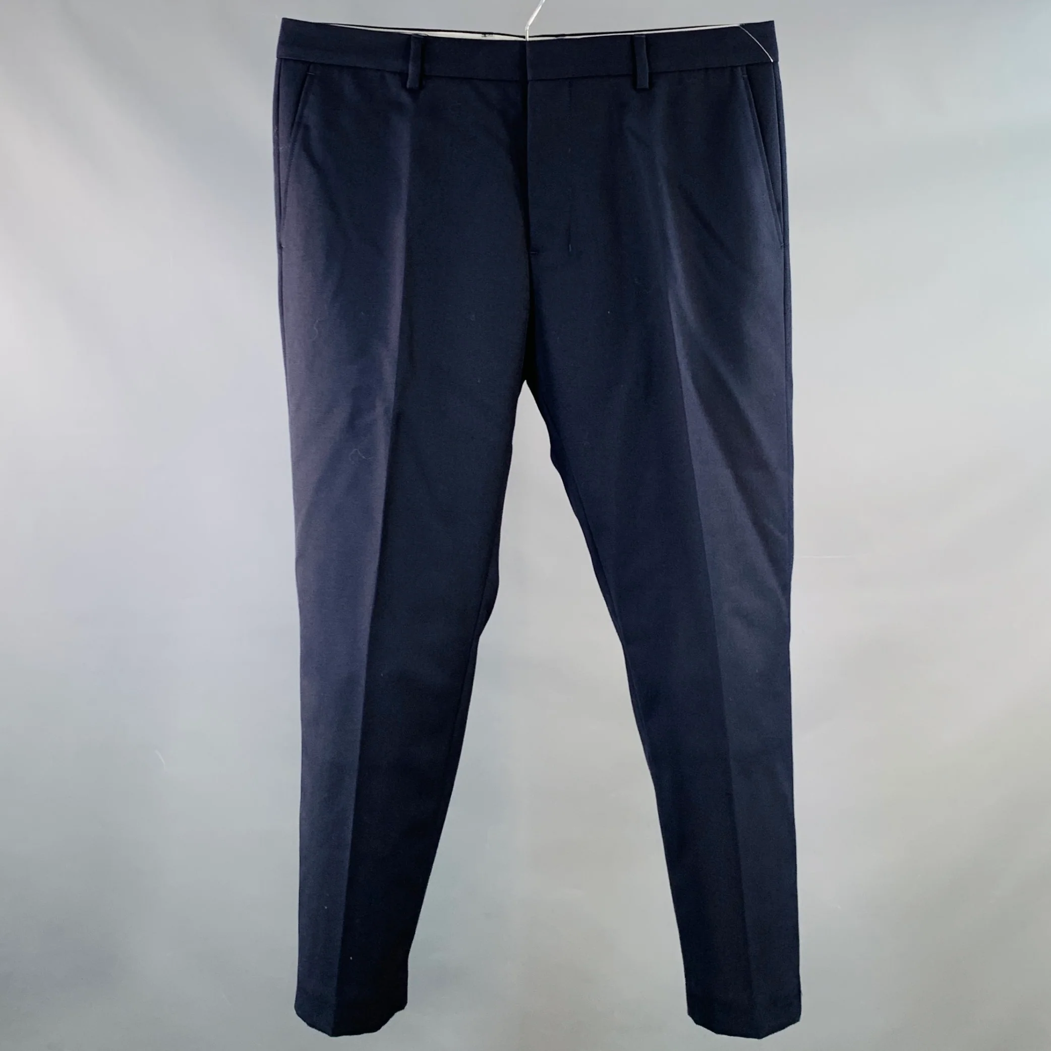 AMI by ALEXANDRE MATTIUSSI Size 34 Navy Twill Polyester Wool Dress Pants