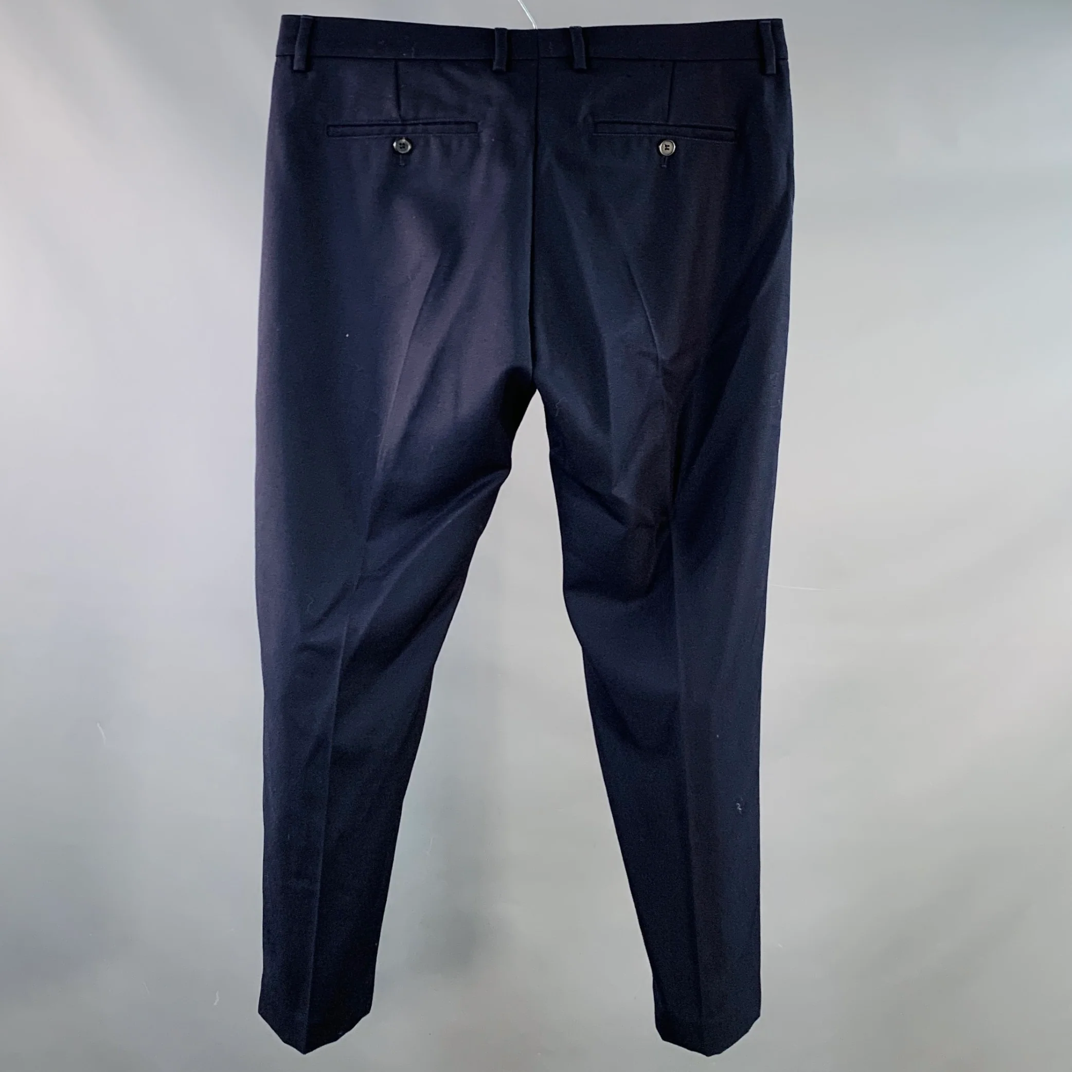 AMI by ALEXANDRE MATTIUSSI Size 34 Navy Twill Polyester Wool Dress Pants - Image 2