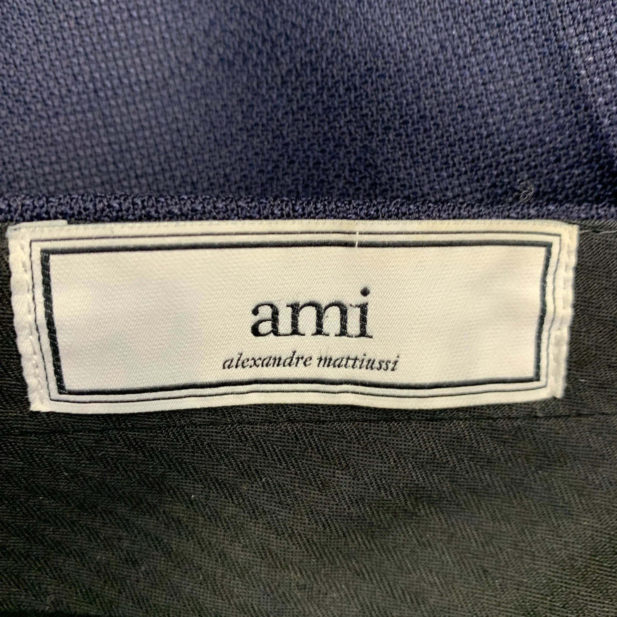 AMI by ALEXANDRE MATTIUSSI Size 34 Navy Wool Tapered Zip Up Dress Pants - Image 5