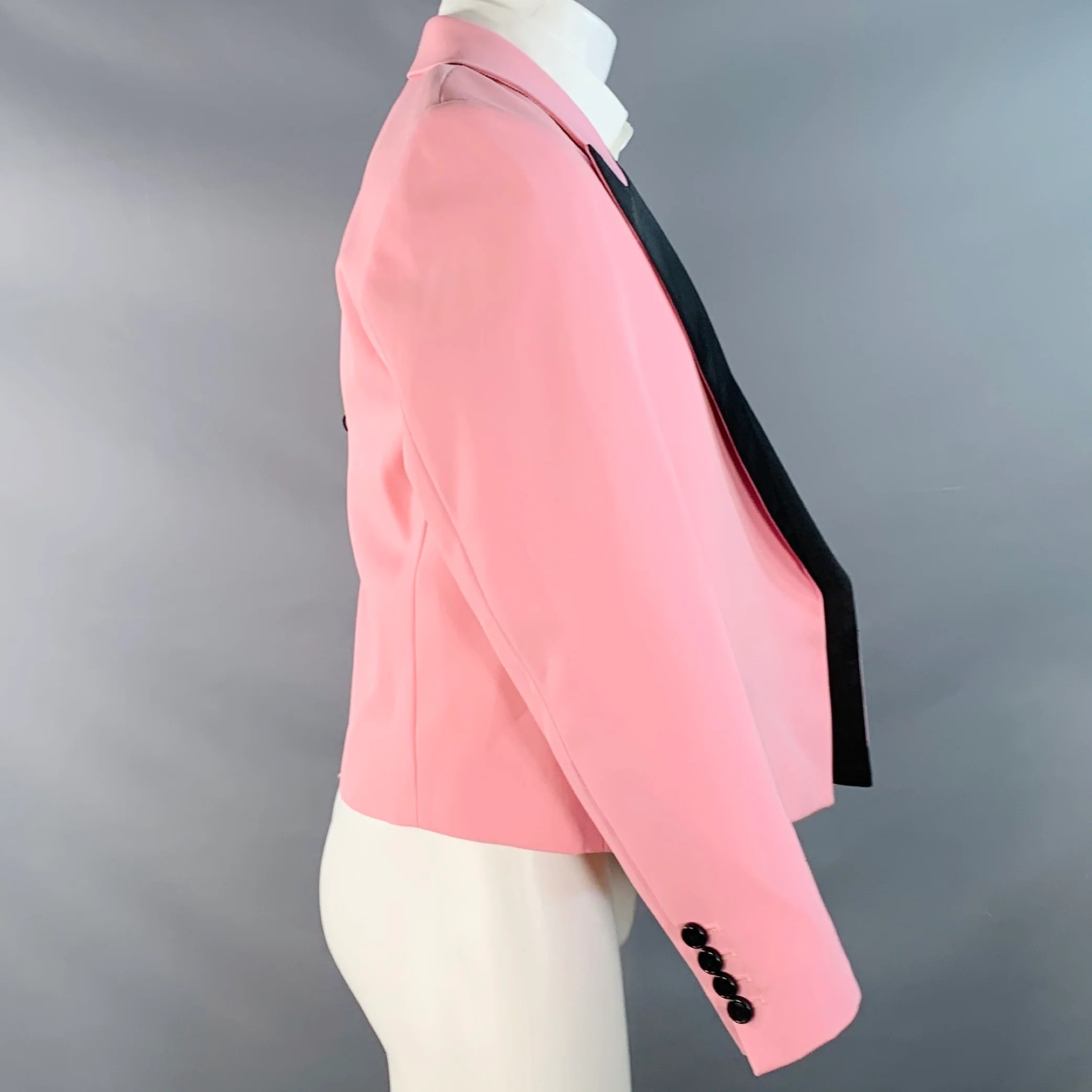 AMI by ALEXANDRE MATTIUSSI Size 34 Rose Black Wool Peak Lapel Sport Coat - Image 2