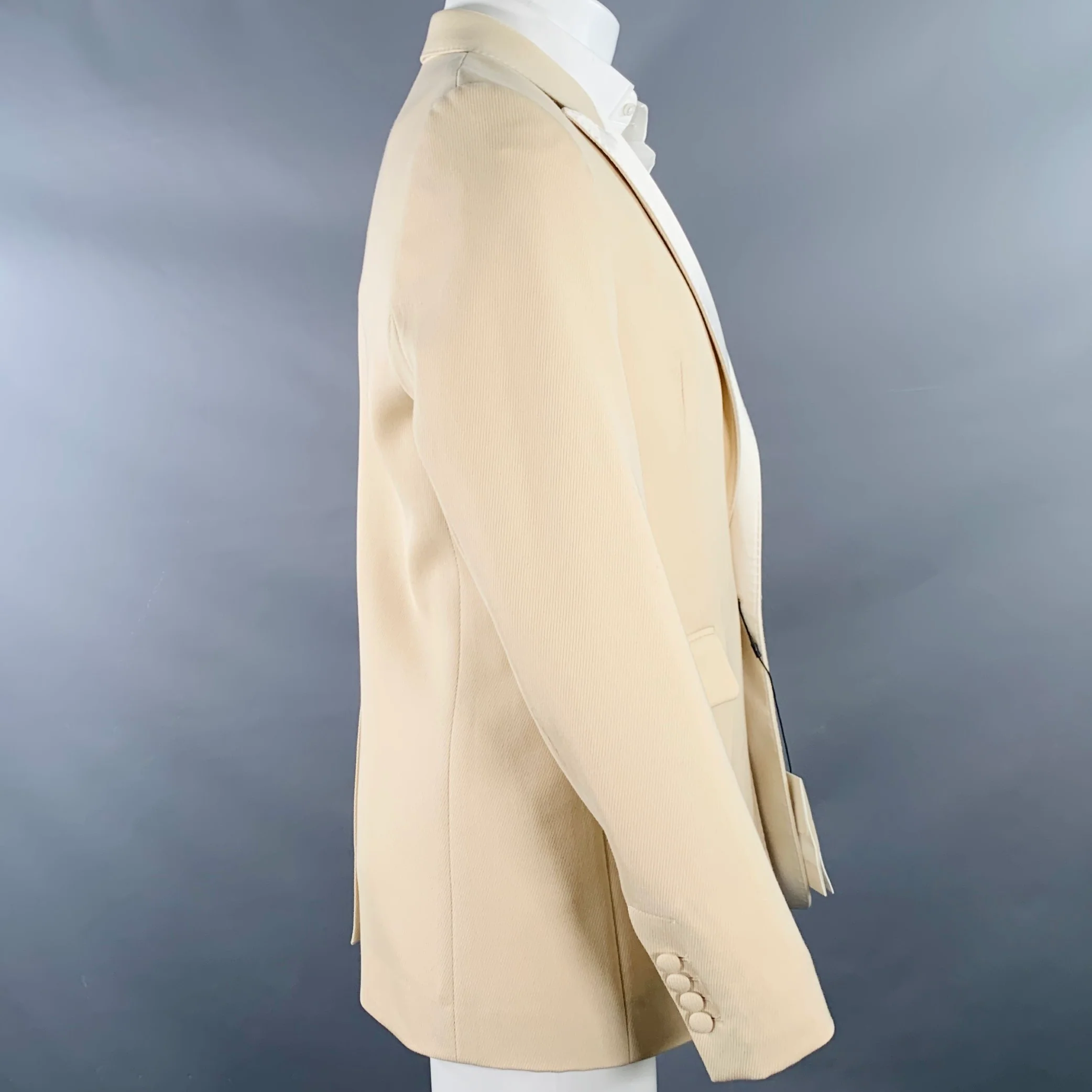 AMI by ALEXANDRE MATTIUSSI Size 36 Beige Textured Wool Sport Coat - Image 3