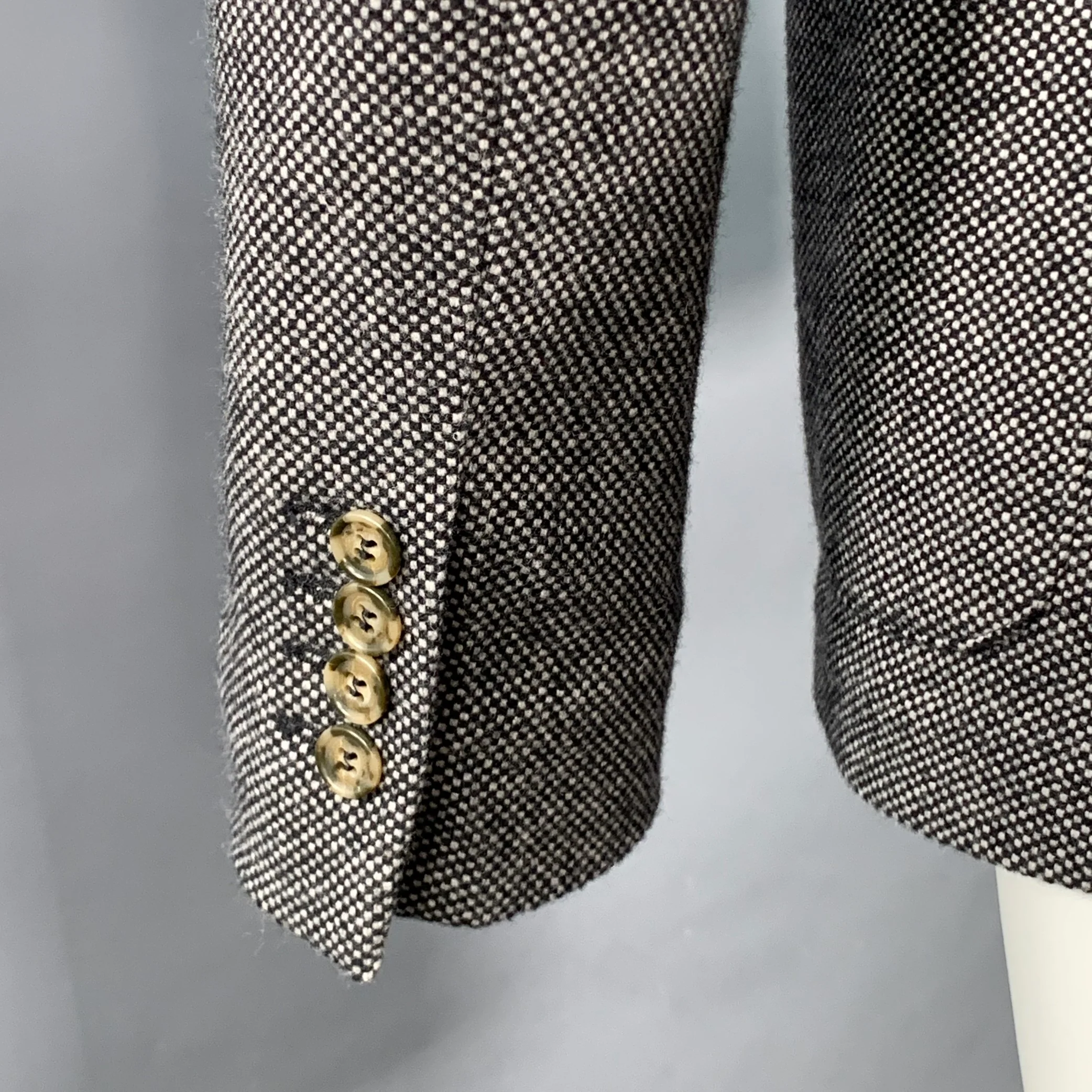 AMI by ALEXANDRE MATTIUSSI Size 36 Black Grey Woven Wool Blend Notch Lapel Sport Coat - Image 5