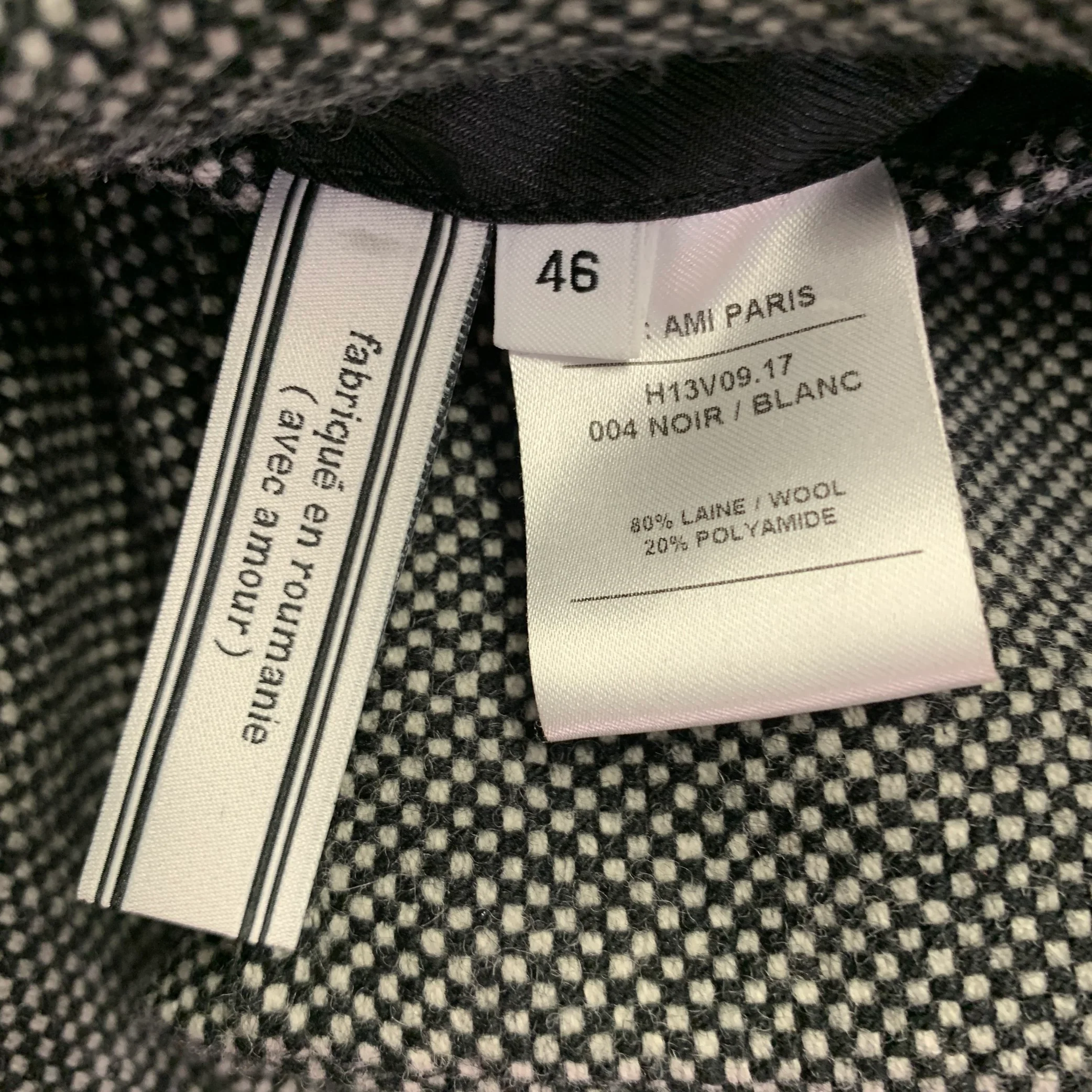 AMI by ALEXANDRE MATTIUSSI Size 36 Black Grey Woven Wool Blend Notch Lapel Sport Coat - Image 8