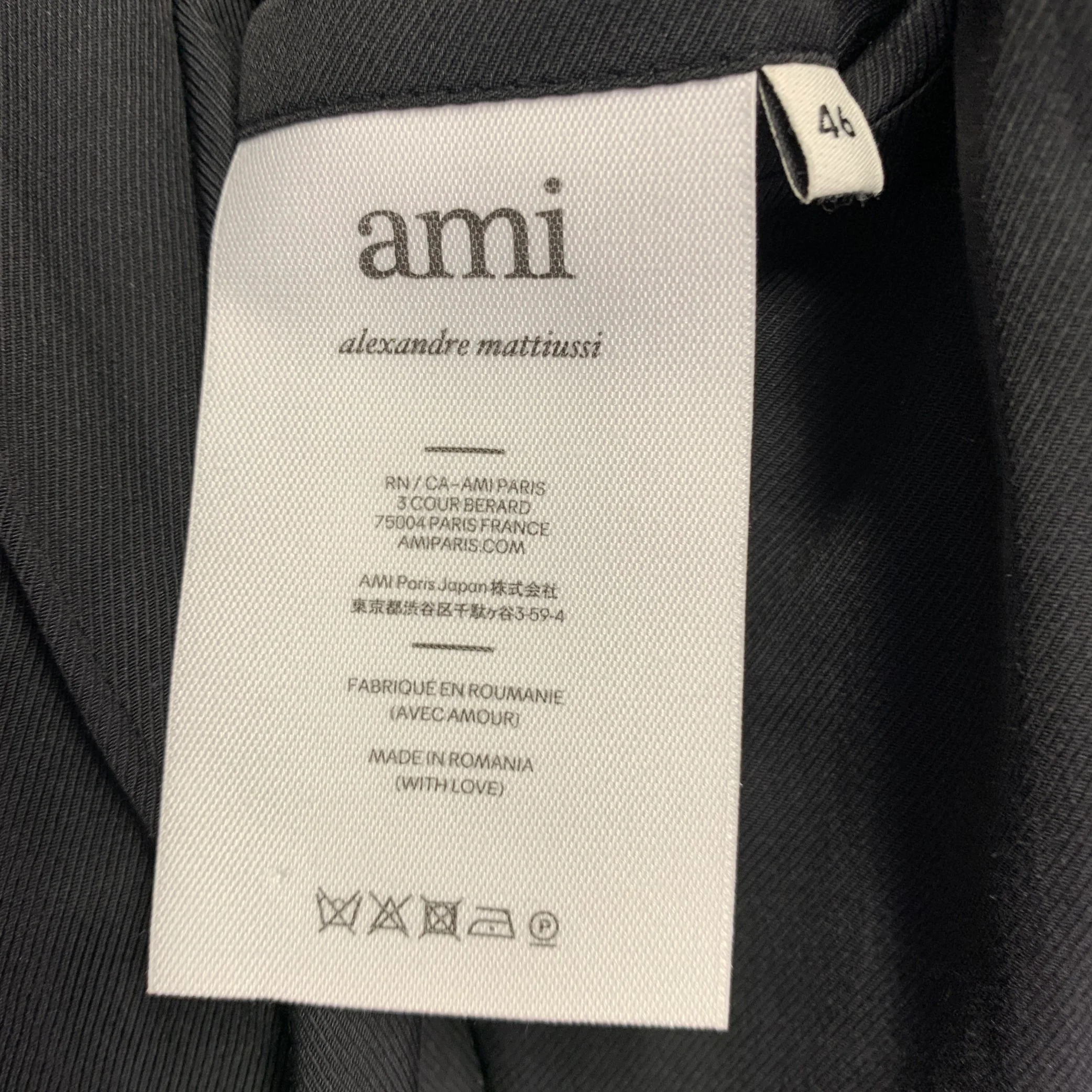 AMI by ALEXANDRE MATTIUSSI Size 36 Fuchsia Pink Black Wool Peak Lapel Suit - Image 10
