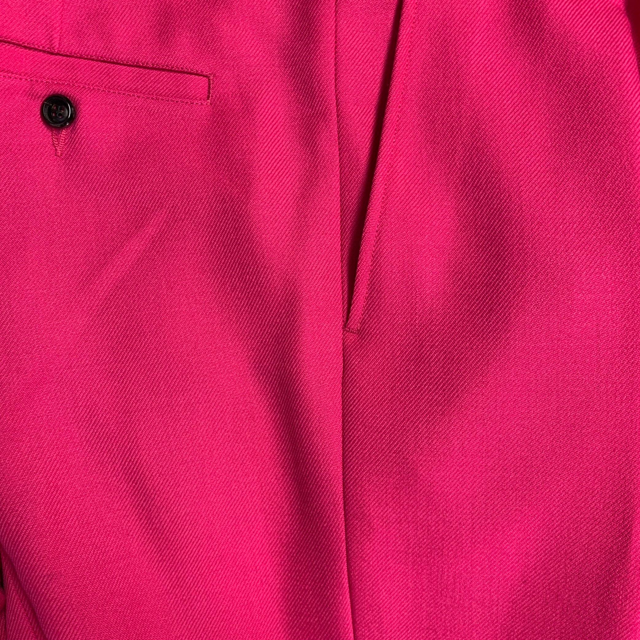 AMI by ALEXANDRE MATTIUSSI Size 36 Fuchsia Pink Black Wool Peak Lapel Suit - Image 15
