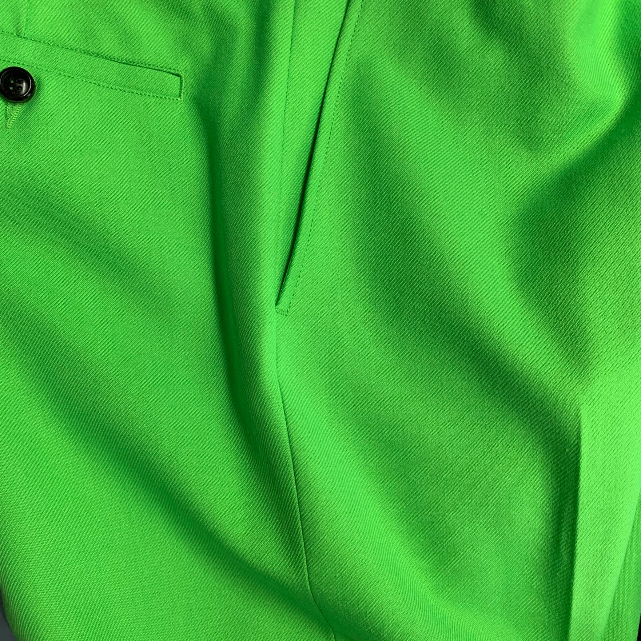 AMI by ALEXANDRE MATTIUSSI Size 36 Neon Green Wool Blend Twill Notch Lapel Suit - Image 14