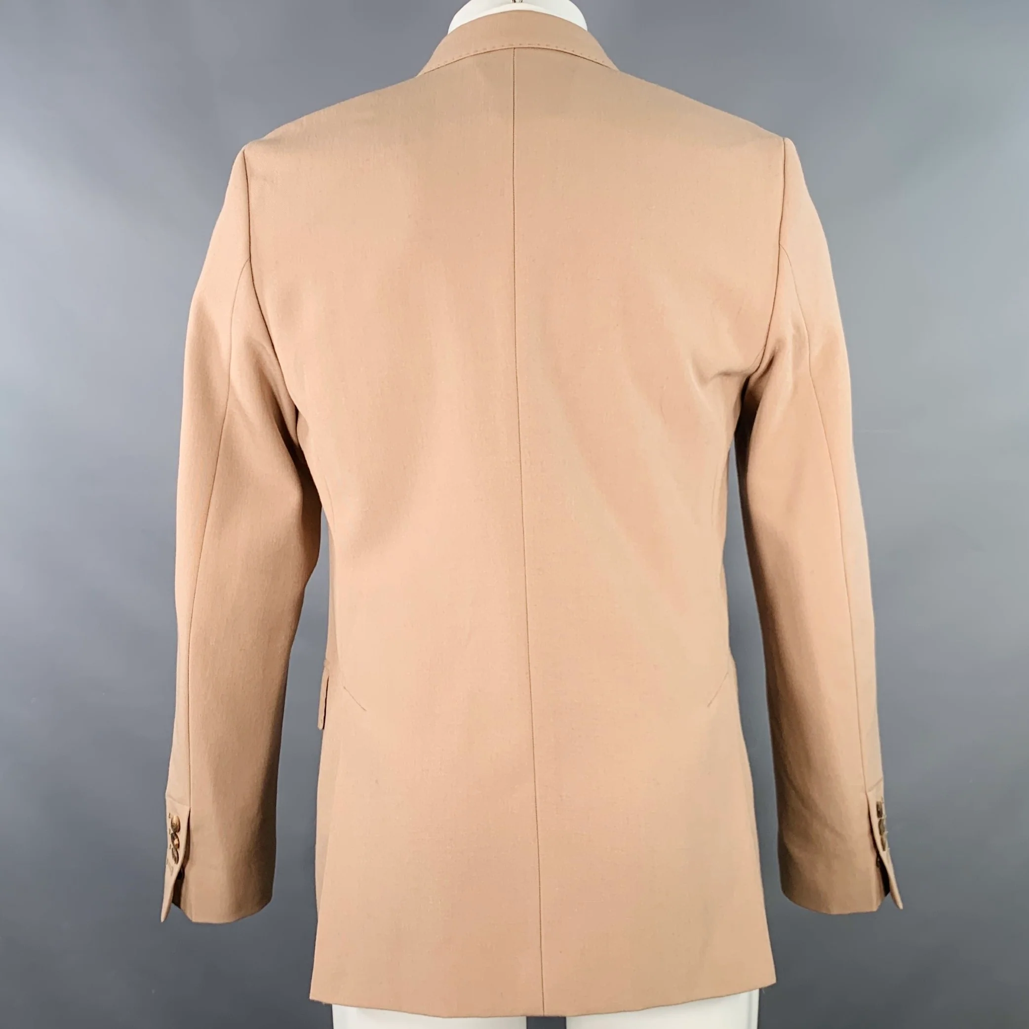 AMI by ALEXANDRE MATTIUSSI Size 38 Tan Wool Peak Lapel Double Breasted Sport Coat - Image 4