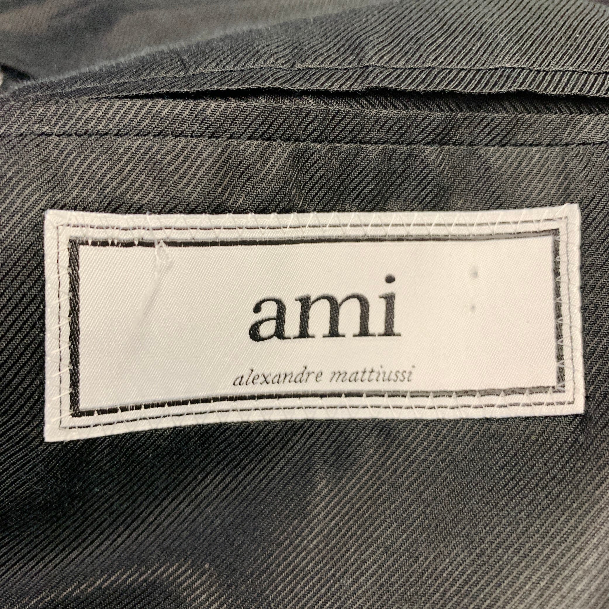 AMI by ALEXANDRE MATTIUSSI Size 40 Navy Black Wool Peak Lapel Sport Coat - Image 6