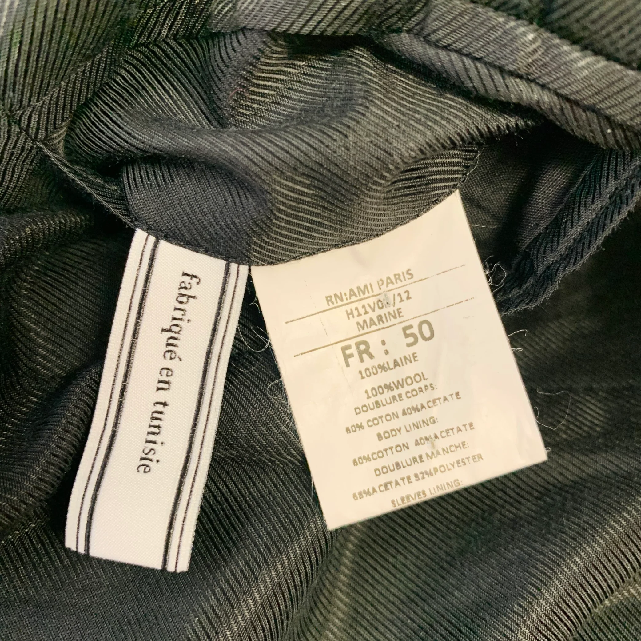 AMI by ALEXANDRE MATTIUSSI Size 40 Navy Black Wool Peak Lapel Sport Coat - Image 8