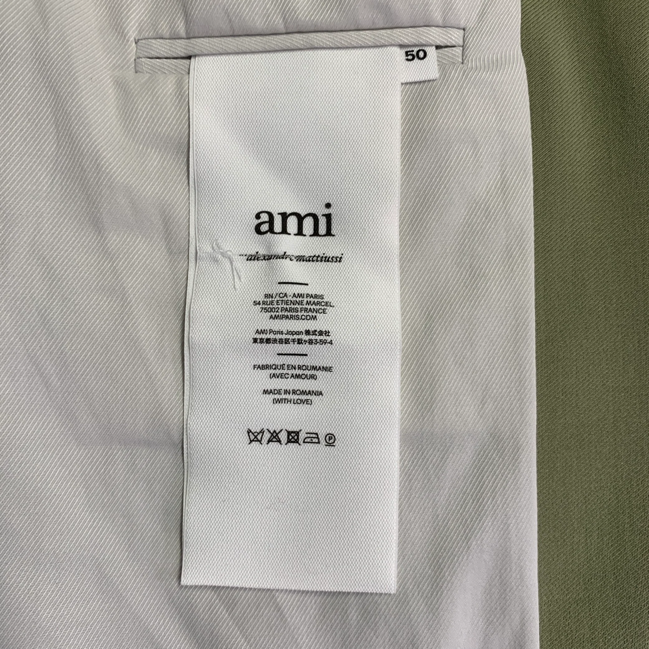 AMI by ALEXANDRE MATTIUSSI Size 40 Olive Wool Twill Double Breasted Sport Coat - Image 6