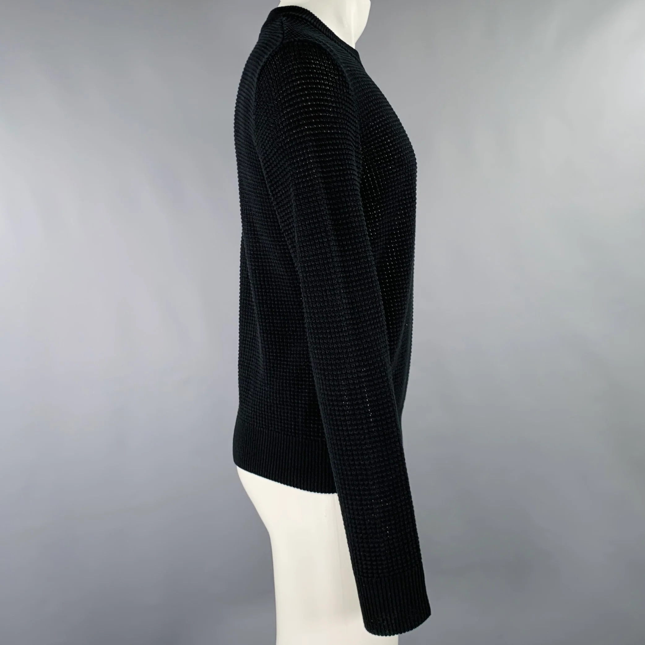 AMI by ALEXANDRE MATTIUSSI Size M Black Knit Cotton Crew Neck Pullover - Image 2