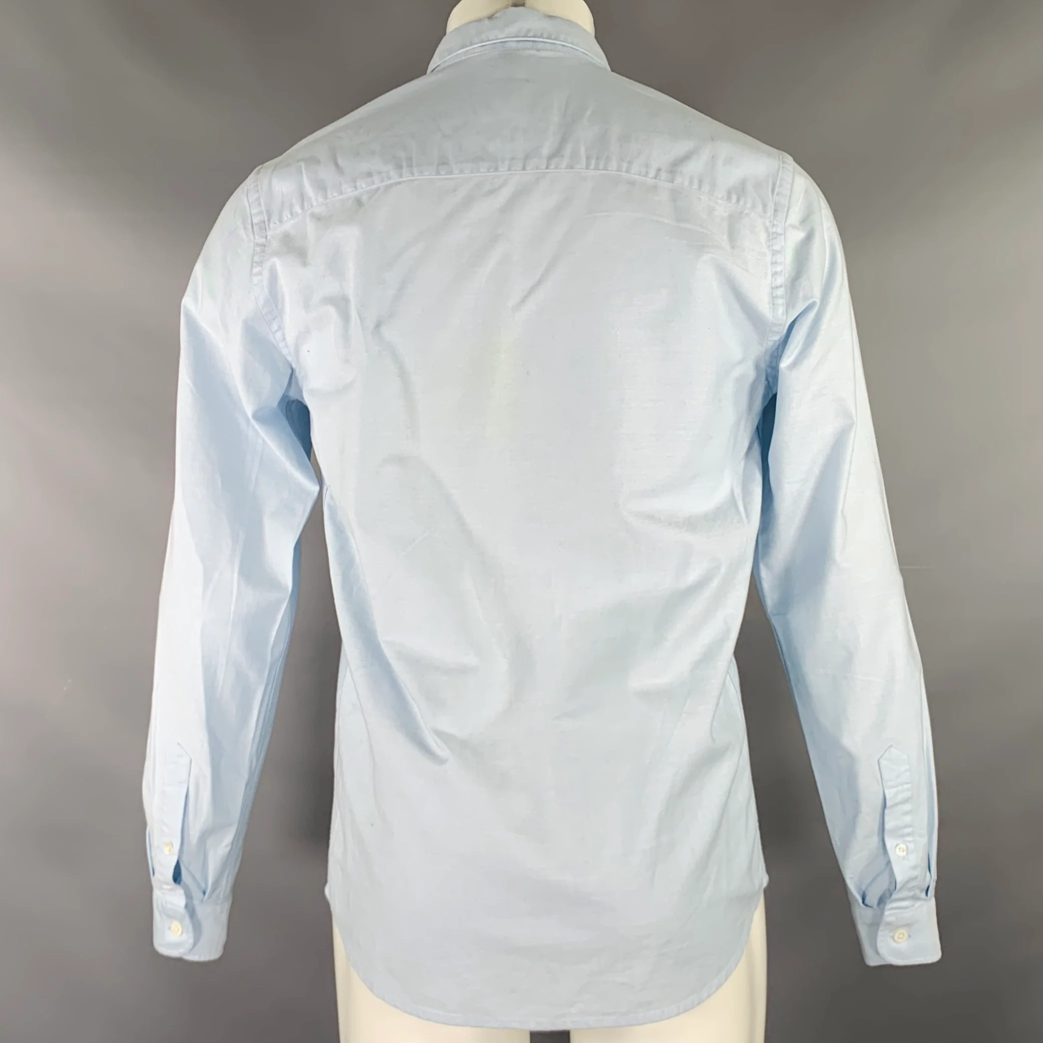 AMI by ALEXANDRE MATTIUSSI Size S Light Blue Red Patch Cotton Long Sleeve Shirt - Image 4