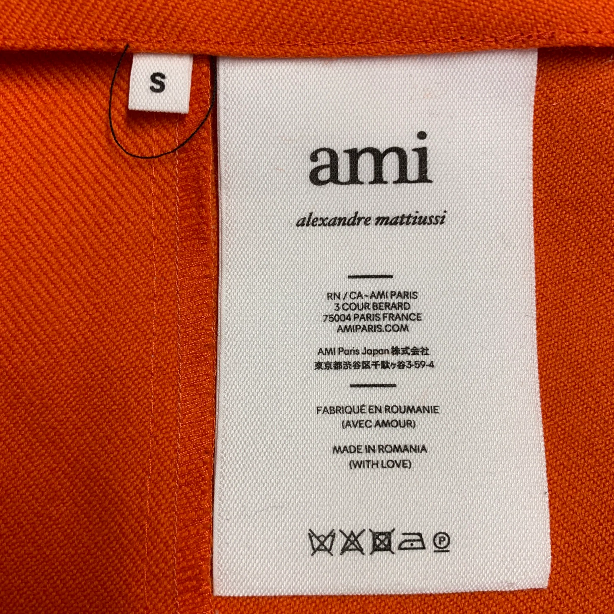AMI by ALEXANDRE MATTIUSSI Size S Orange Wool Twill Belted Wrap Mini Skirt - Image 4
