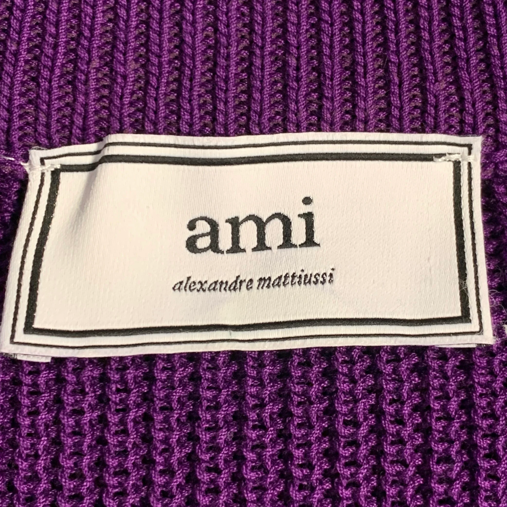 AMI by ALEXANDRE MATTIUSSI Size XL Purple Rib Knit Cotton Crew-Neck Sweater - Image 5