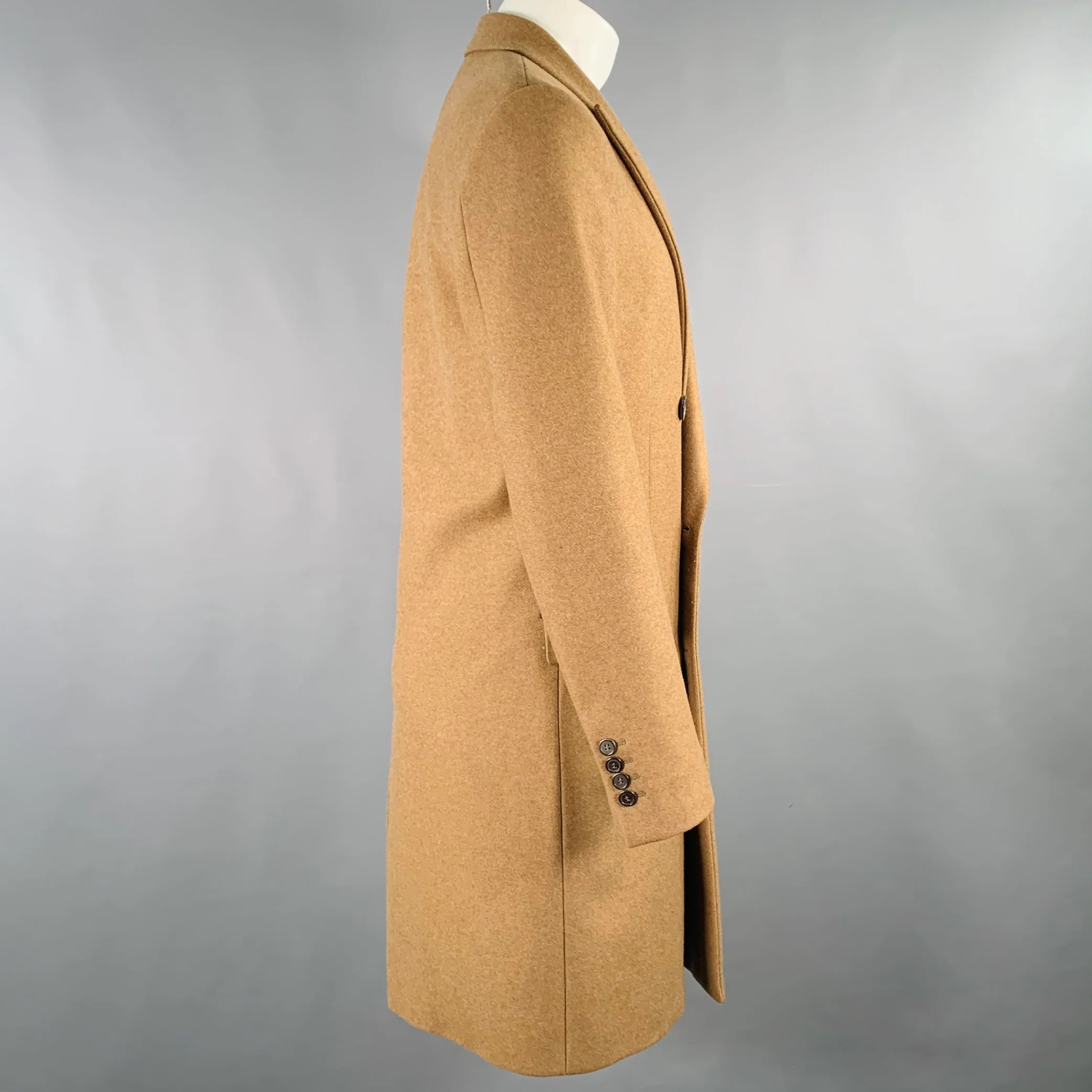 AMI Size 36 Camel Wool Blend Double Breasted Coat - Image 3