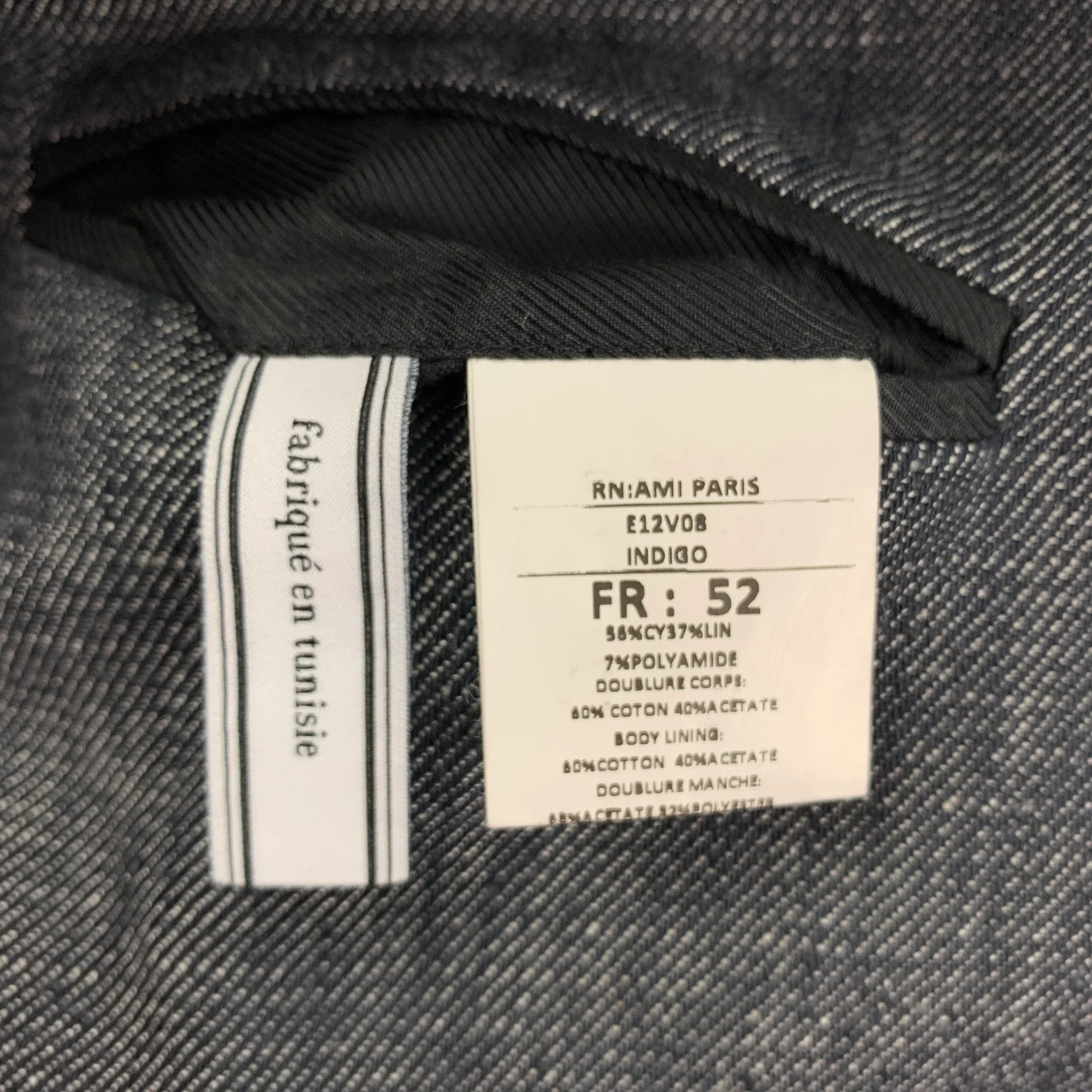 AMI Size 42 Indigo White Twill Polyamide Blend Sport Coat - Image 5