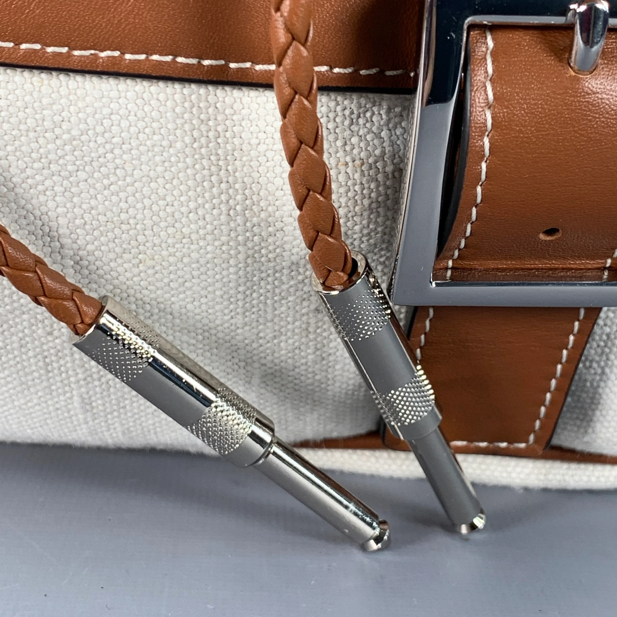 AMIRI Brown Cream Canvas Leather Backpack Bag - Image 3