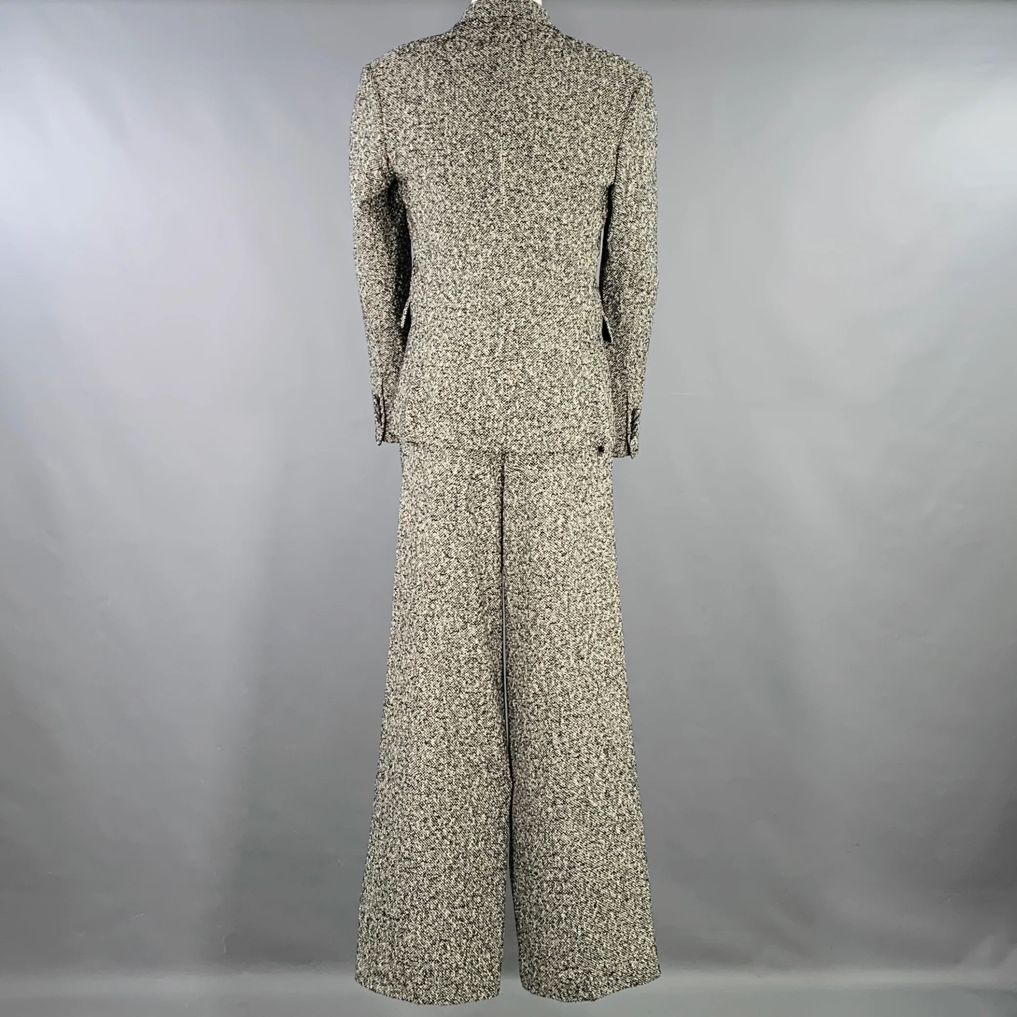 AMIRI Size 40 Black White Tweed Wool Blend Double Breasted Suit - Image 3