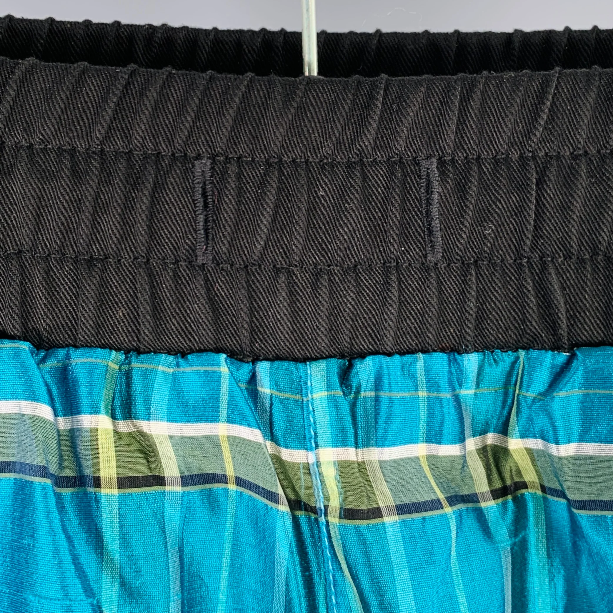 AMIRI Size S Black Turquoise Plaid Silk Tuxedo Casual Pants - Image 3