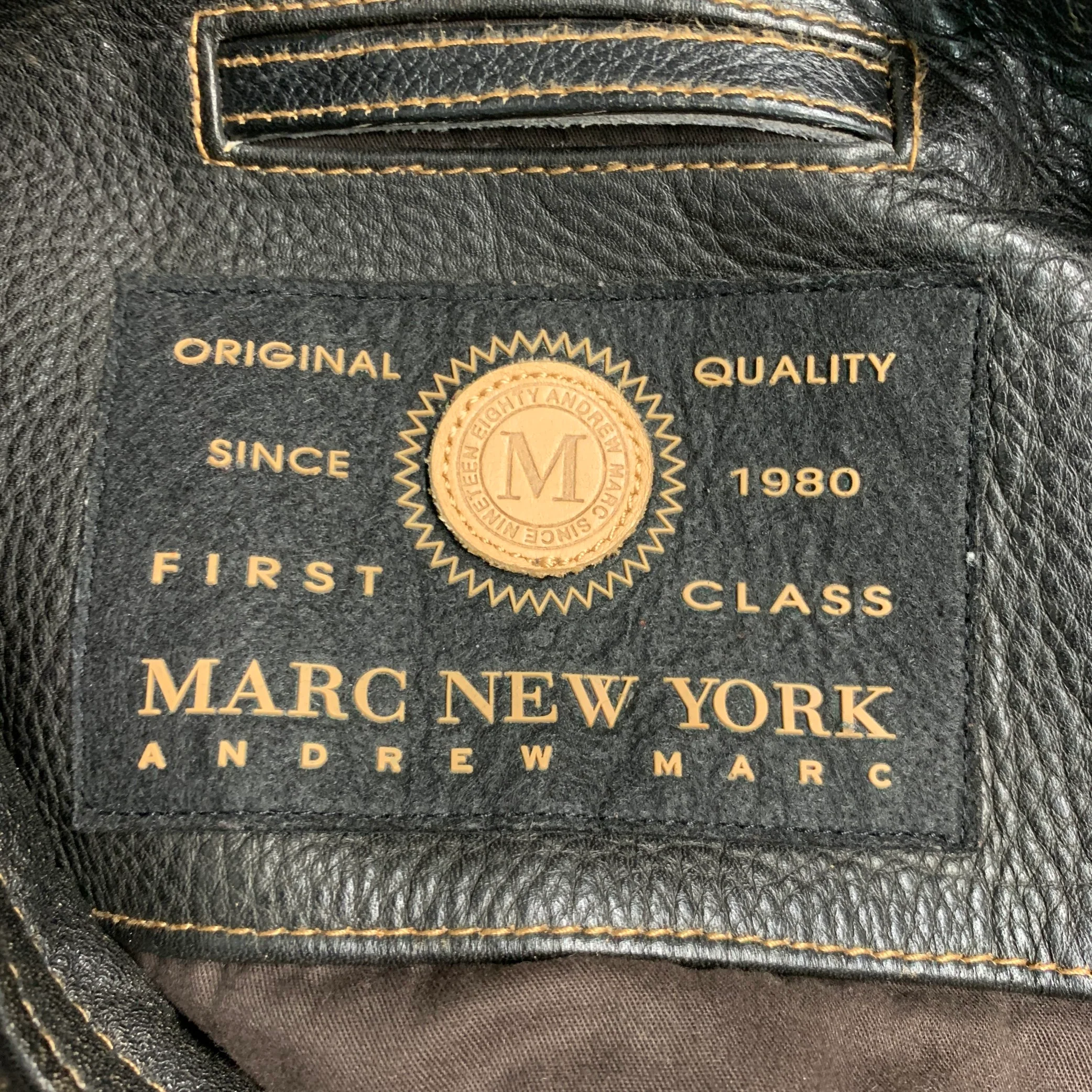 ANDREW MARC Size M Brown Distressed Leather Zip Up Jacket - Image 4