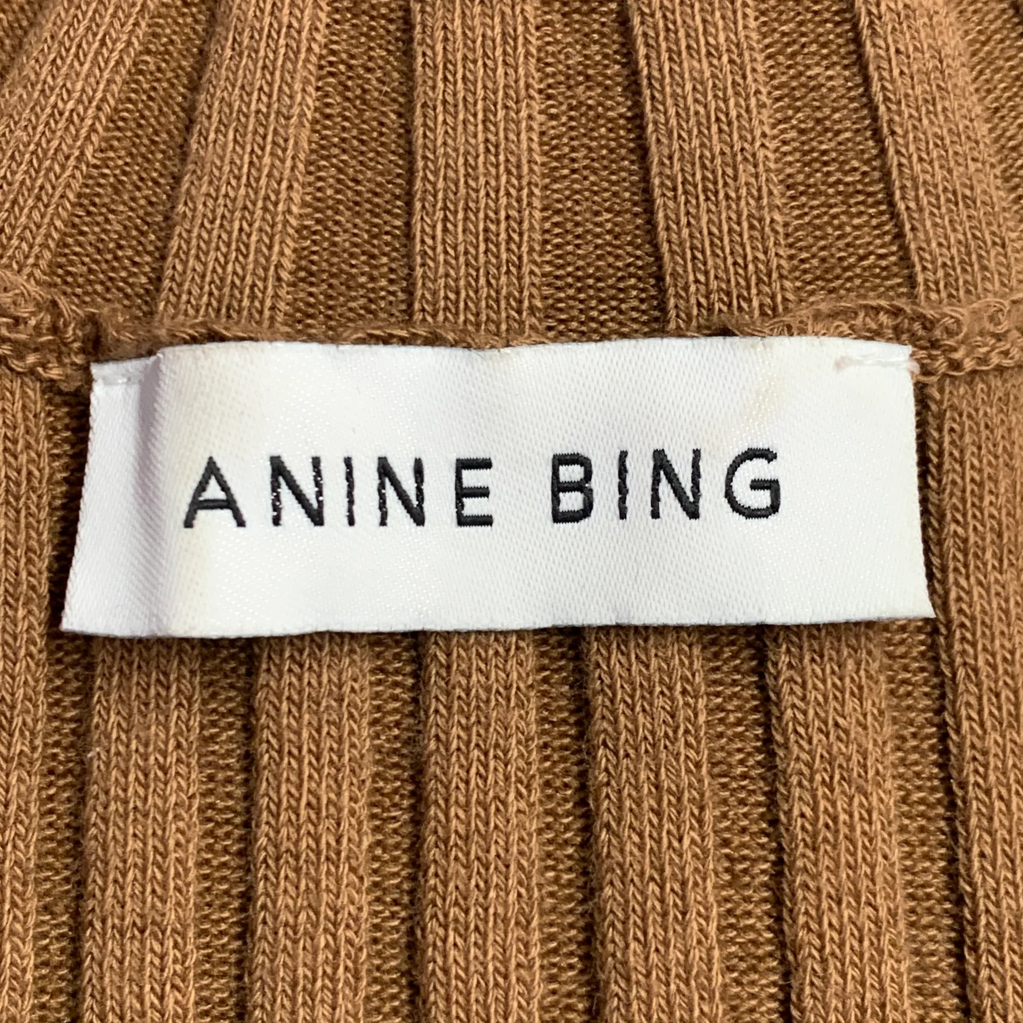 ANINE BING Size S Brown Tobacco Cotton Blend Rib Knit Pullover - Image 5