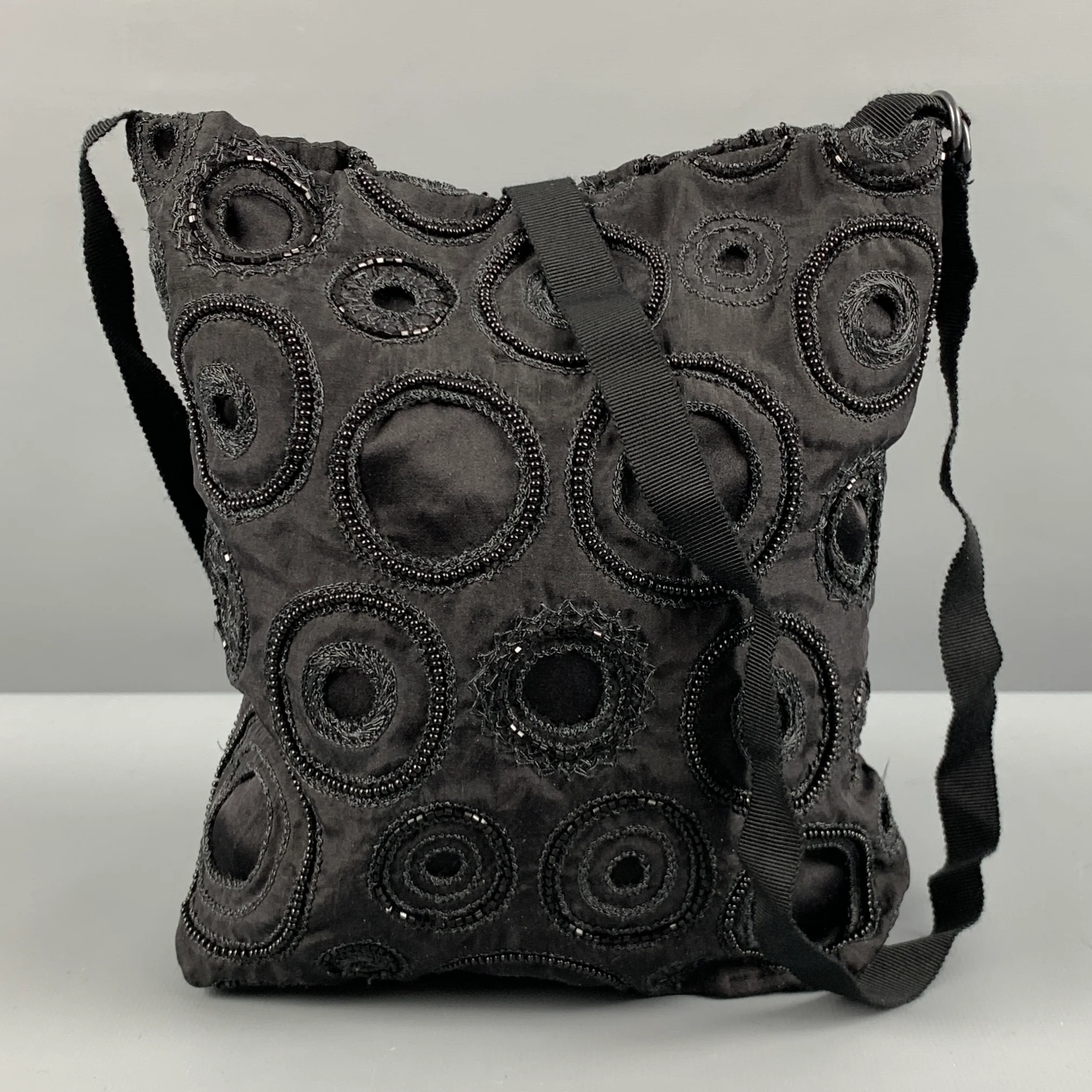 ANN DEMEULEMEESTER Black Embroidered Beaded Cross Body Handbag - Image 2