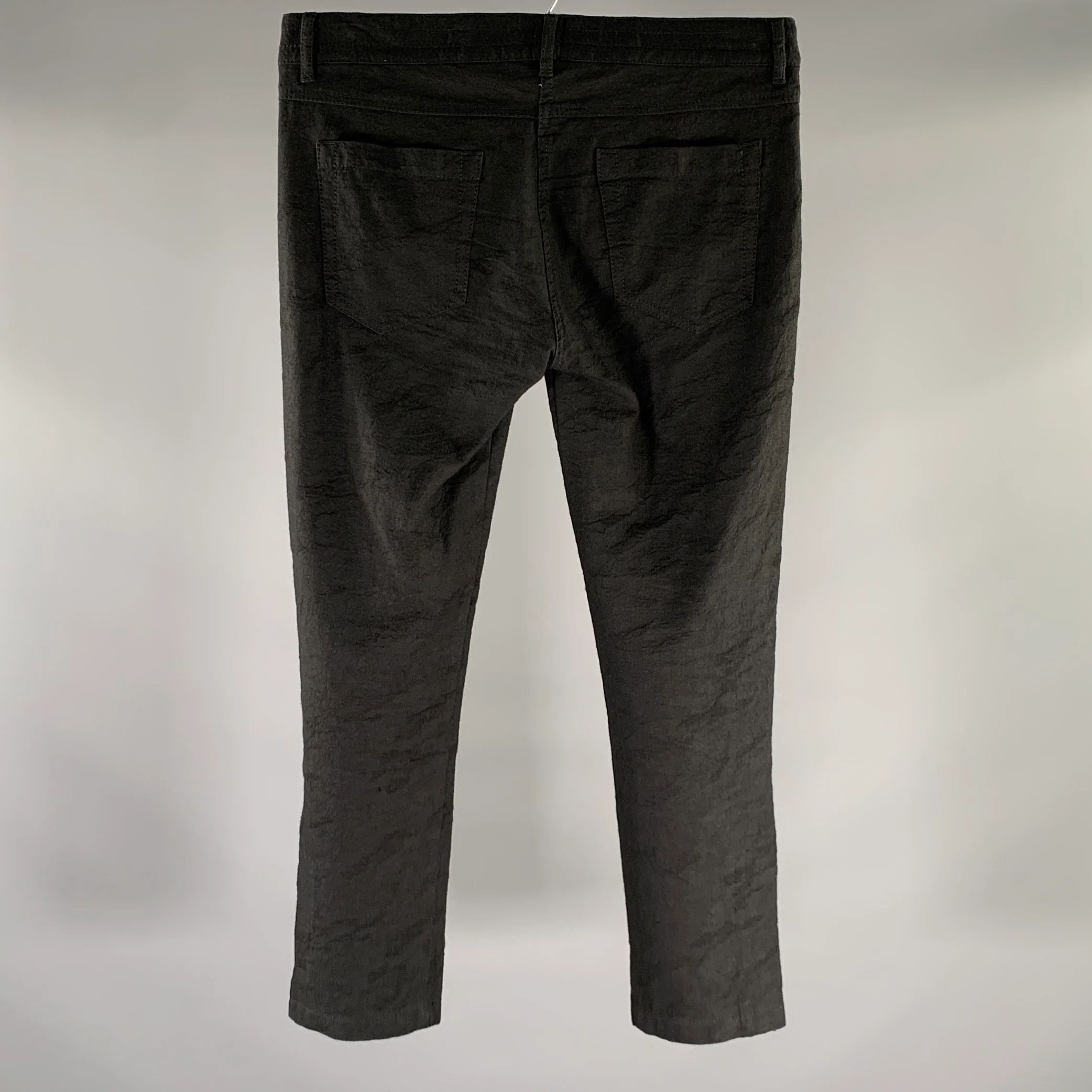 ANN DEMEULEMEESTER Size 33 Black Linen Cotton Trouser Cut Casual Pants - Image 2
