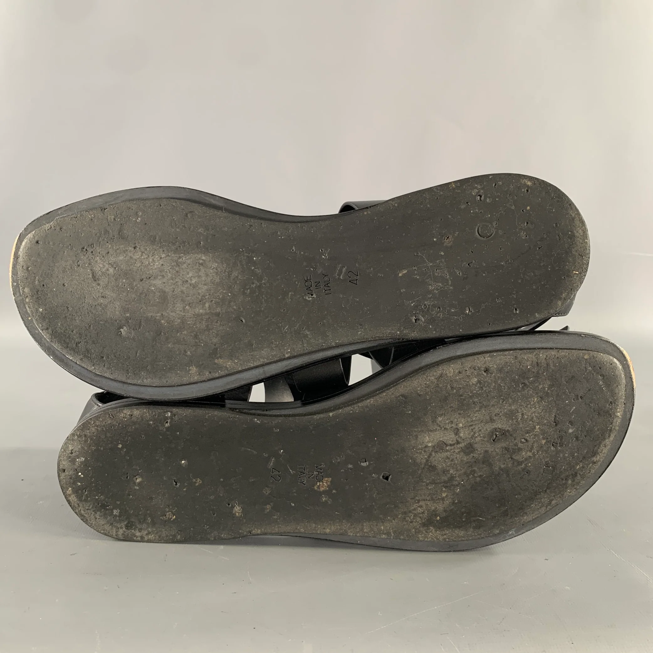 ANN DEMEULEMEESTER Size 9 Black Leather Strappy Sandals - Image 6