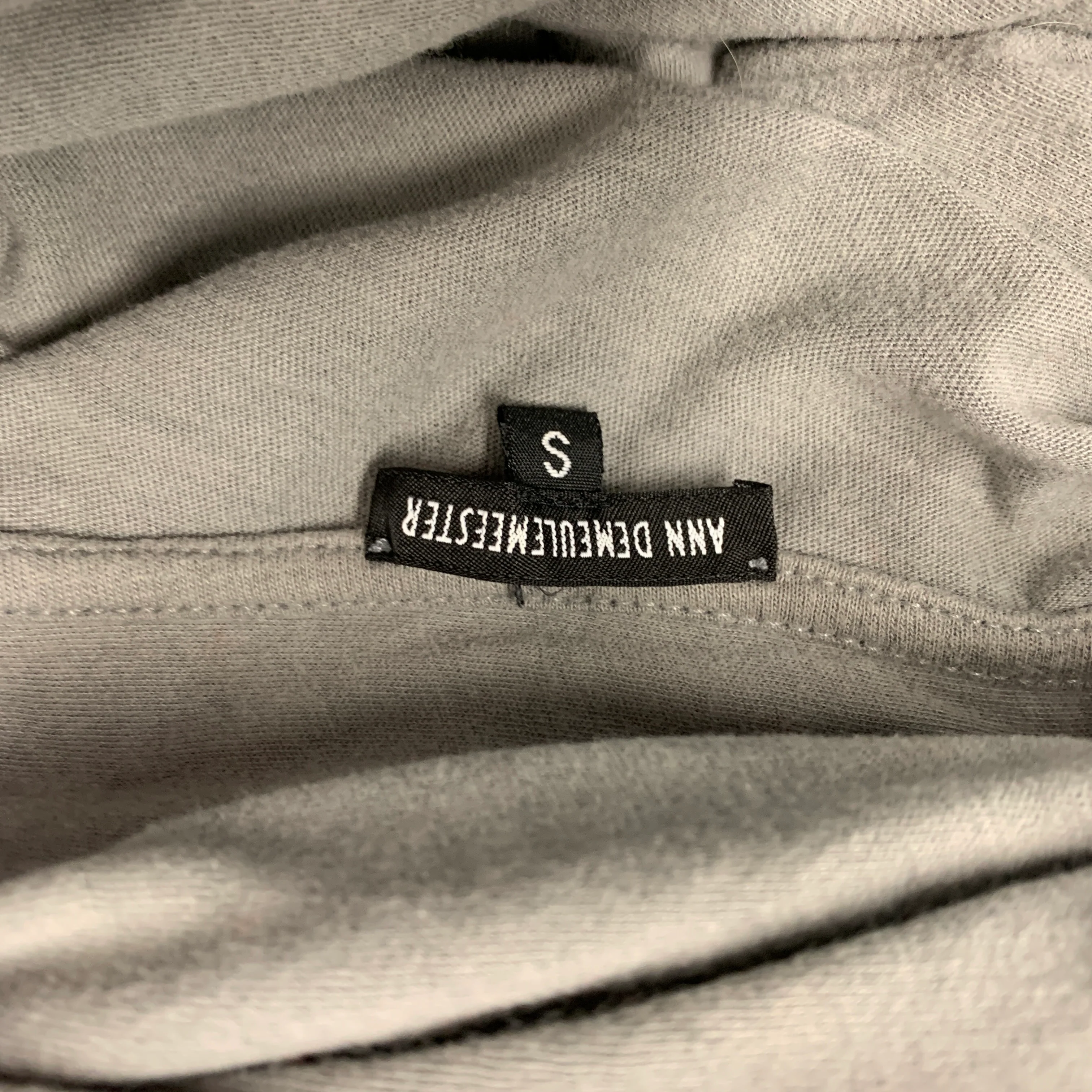 ANN DEMEULEMEESTER Size S Grey Cotton Hooded Sweatshirt - Image 4