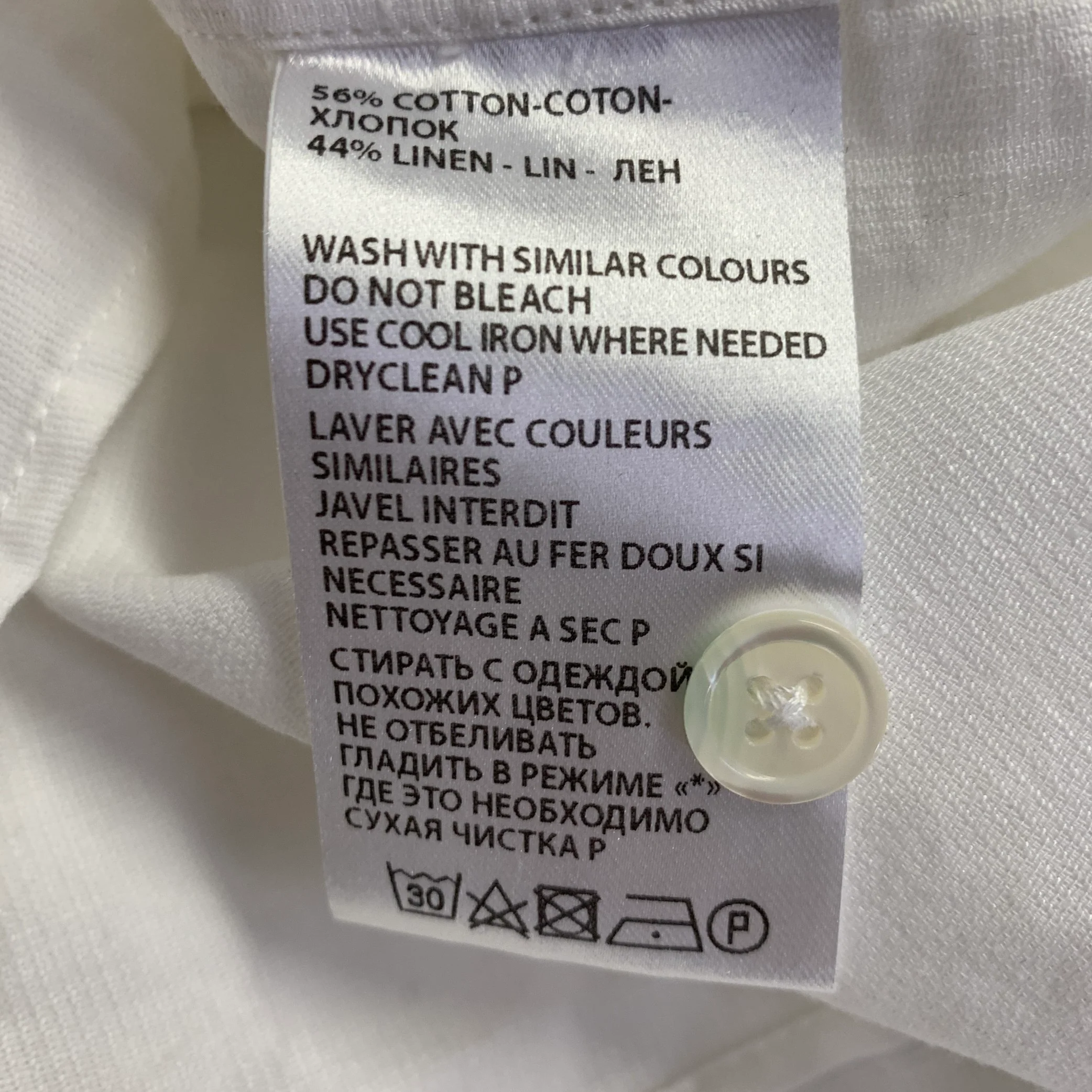ANN DEMEULEMEESTER Size S White Cotton Linen One Pocket Long Sleeve Shirt - Image 7