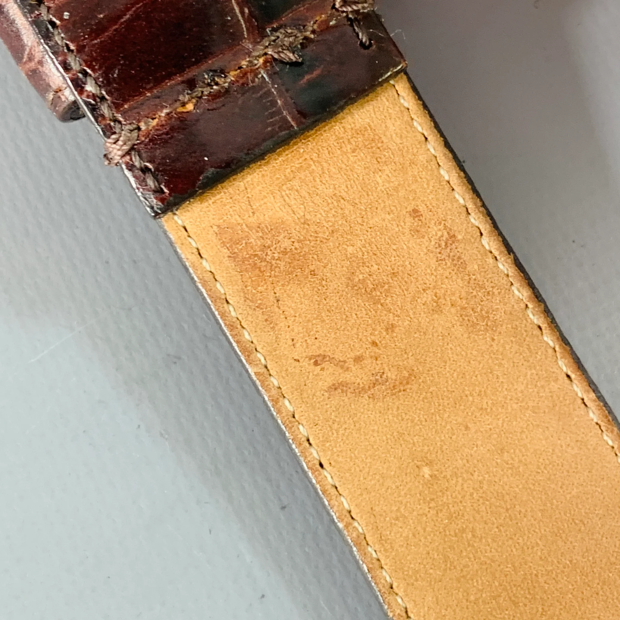 ANN TAYLOR Size S Brown Croc Embossed Leather Covered Buckle Belt - Image 8