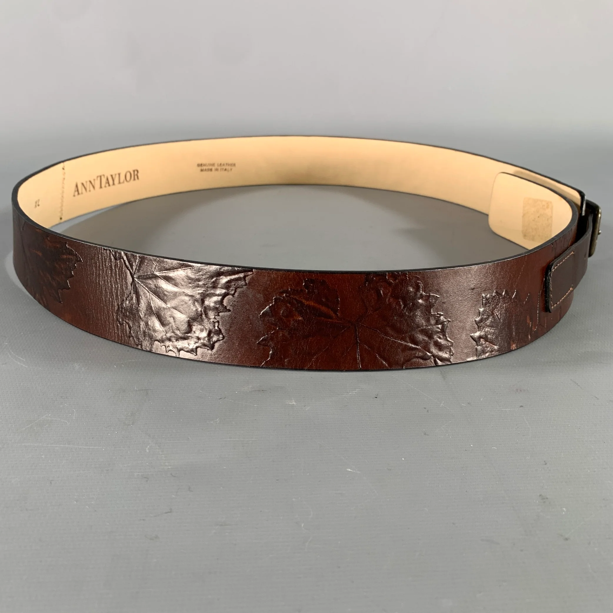 ANN TAYLOR Size XL Brown Mahagony Leaves Leather Belt - Image 2