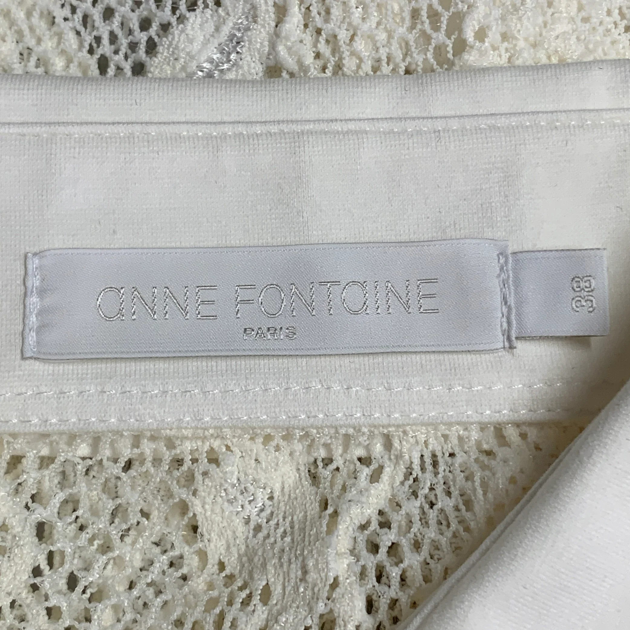 ANNE FONTAINE Size 6 Margie Cream Polyamide Blend Lace Button Up Blouse - Image 4