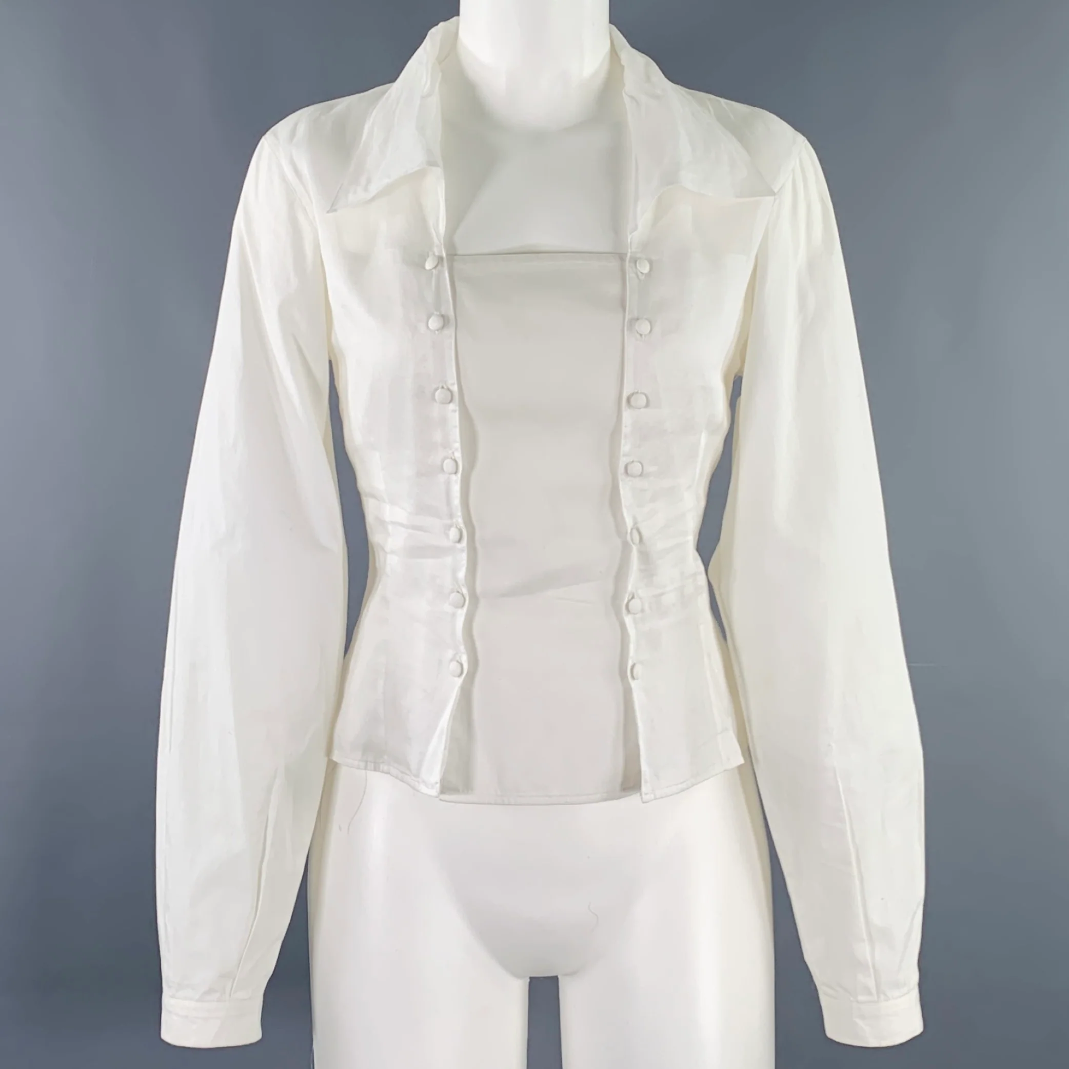 ANNE FONTAINE Size M White Cotton Blouse Casual Top