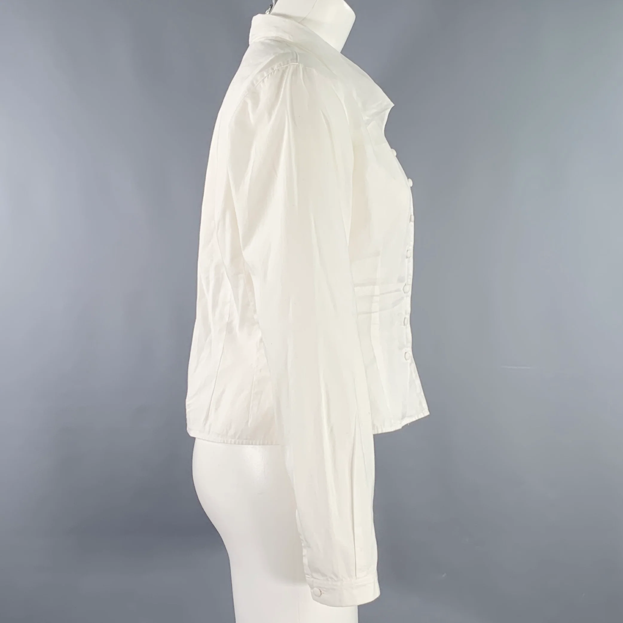 ANNE FONTAINE Size M White Cotton Blouse Casual Top - Image 3