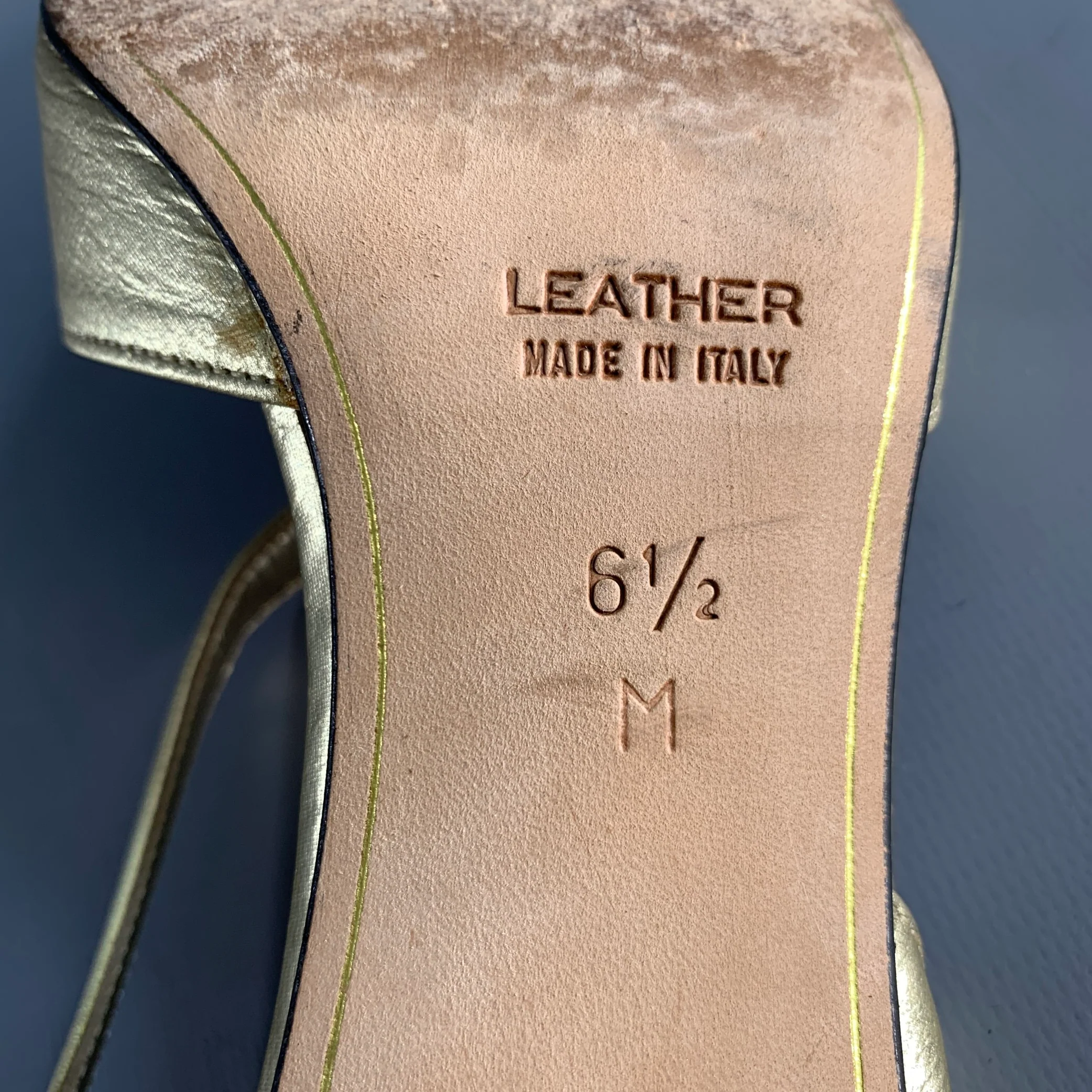 ANNE KLEIN Size 6.5 Gold Leather Ankle Strap Pumps - Image 8