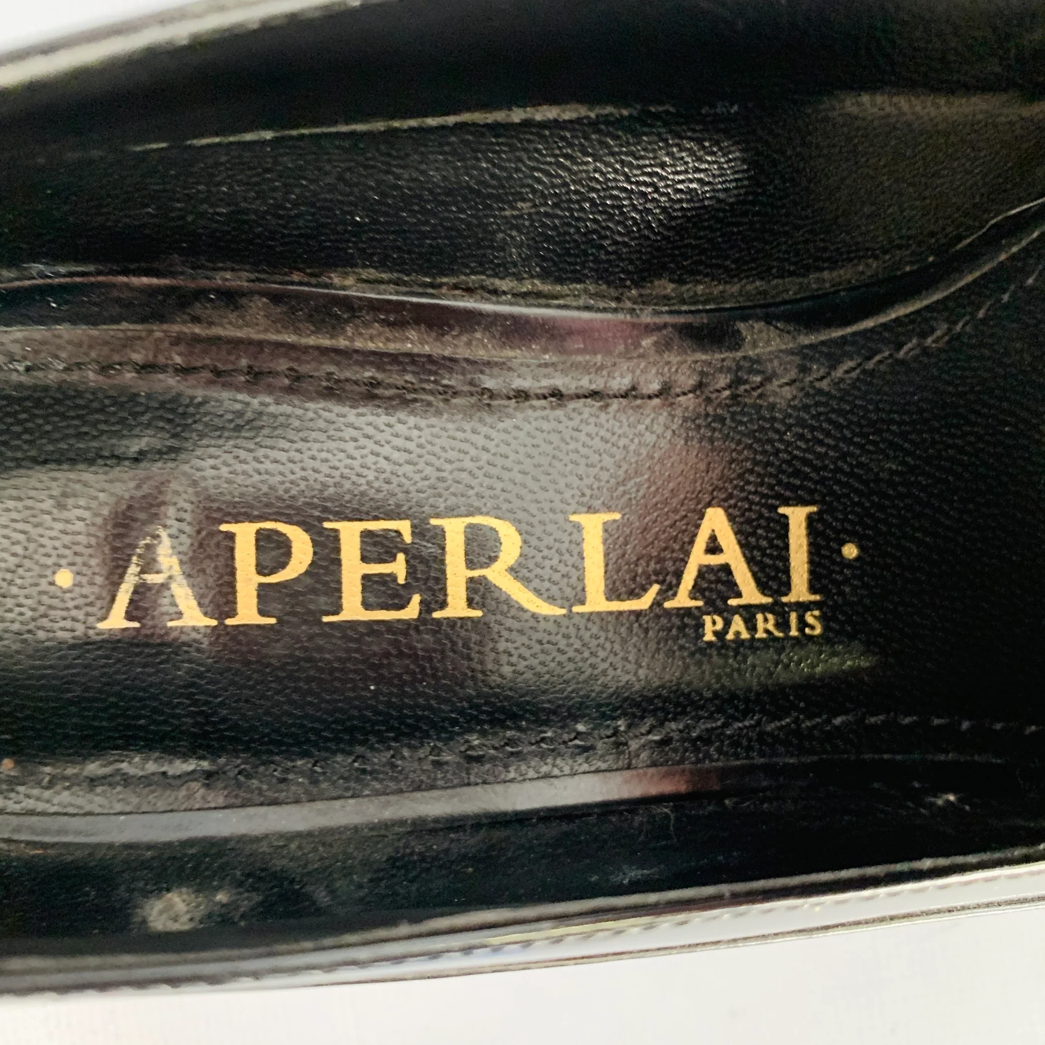 APERLAI Size 7.5 Black Silver Studded Patent Leather Fringed Moccasin Flats - Image 7