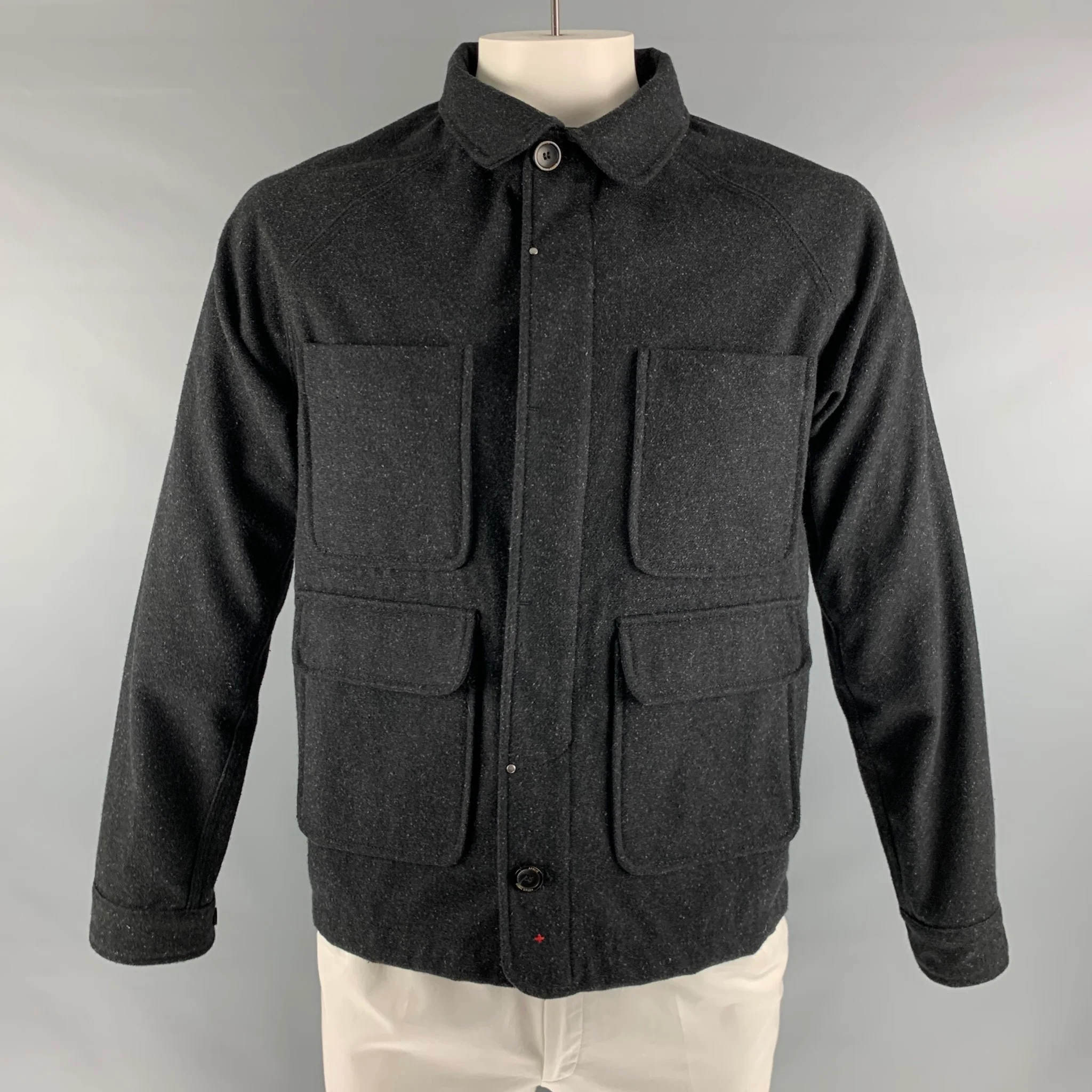 APOLIS GLOBAL CITIZEN Size L Black Grey Nailhead Wool Blend Jacket