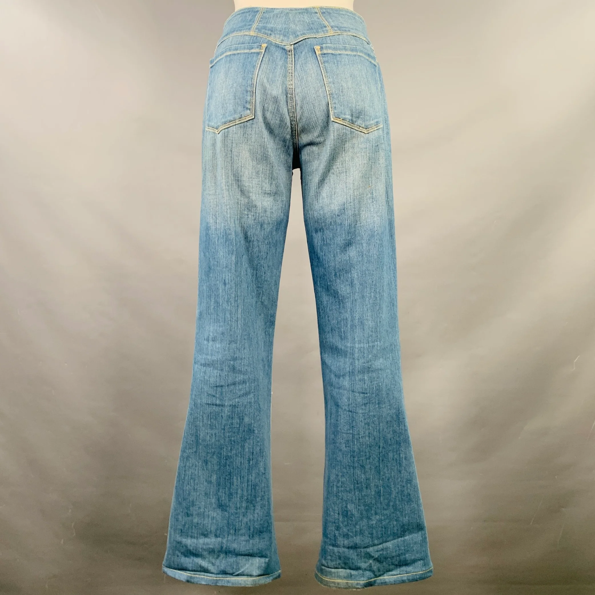 ARISTOCRAT Size 29 Blue Cotton Blend Washed Five Pockets Flared Jeans - Image 2