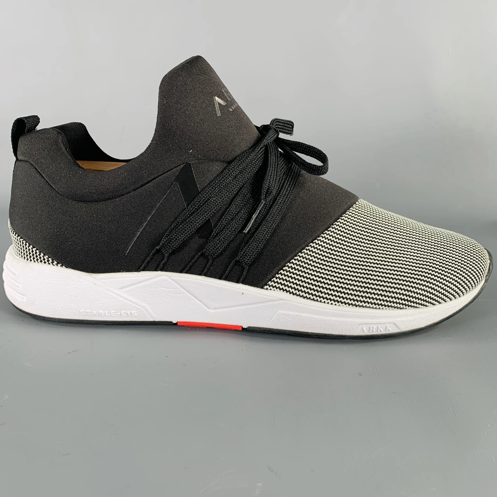 ARKK Size 10 -Raven Mesh- Black White Neoprene Slip On Sneakers - Image 2