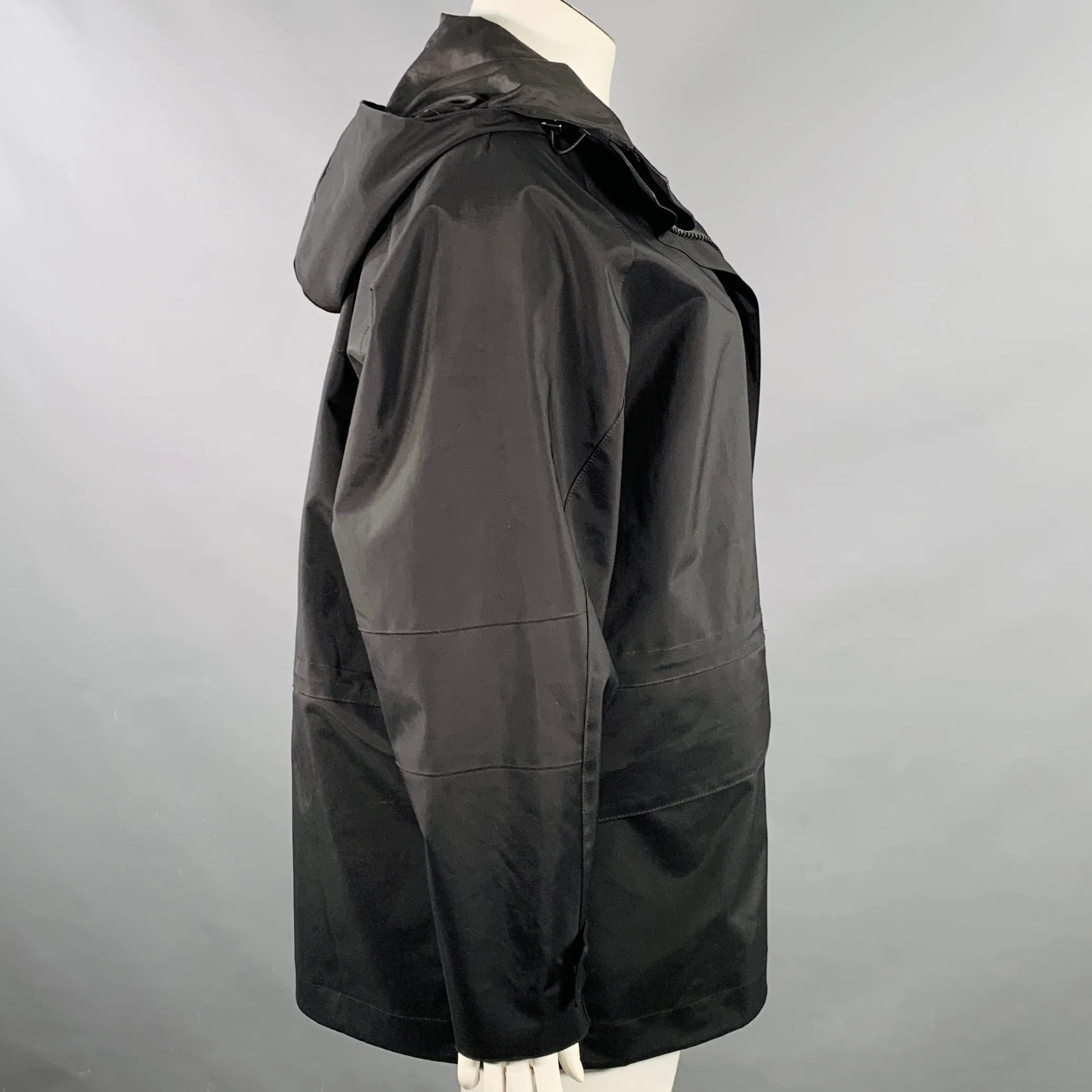 ARMANI COLLEZIONI Size 10 Black Nylon Blend Hooded Jacket - Image 2