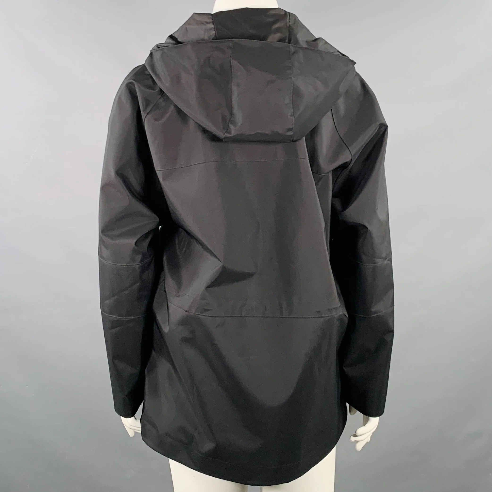 ARMANI COLLEZIONI Size 10 Black Nylon Blend Hooded Jacket - Image 3