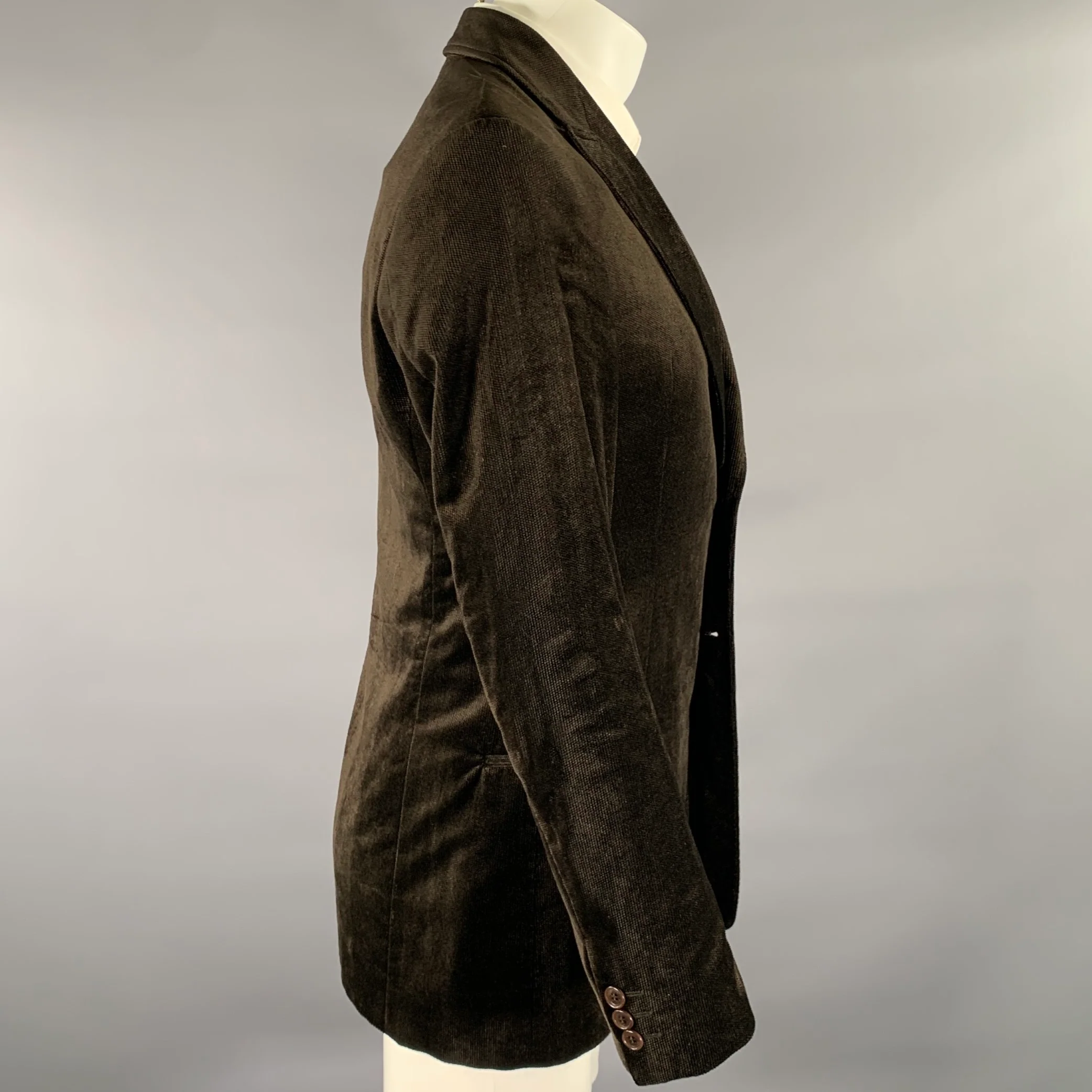 ARMANI COLLEZIONI Size 38 Brown Corduroy Cotton  Rayon Sport Coat - Image 3