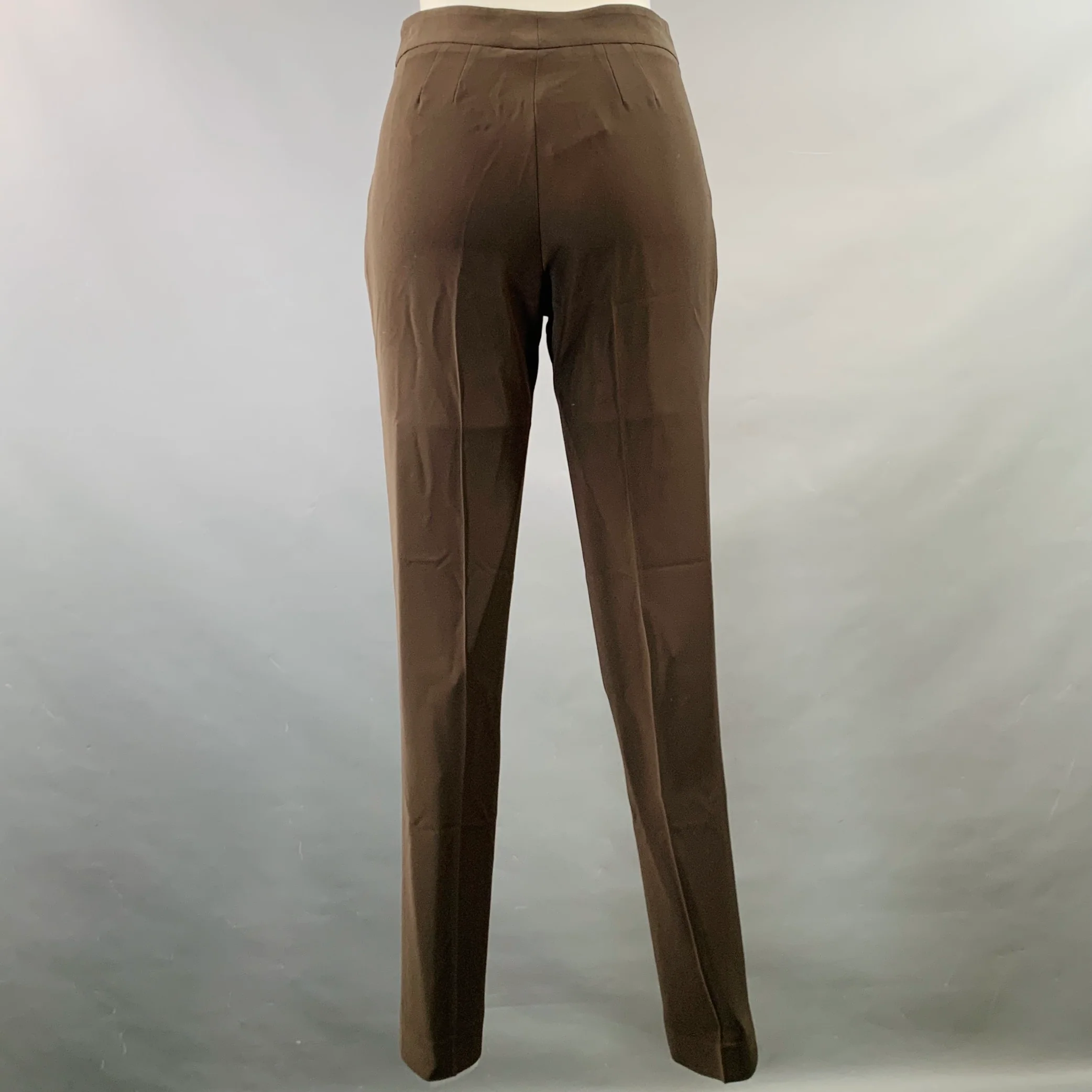 ARMANI COLLEZIONI Size 4 Brown Polyester Tapered Side Zipper Dress Pants - Image 2