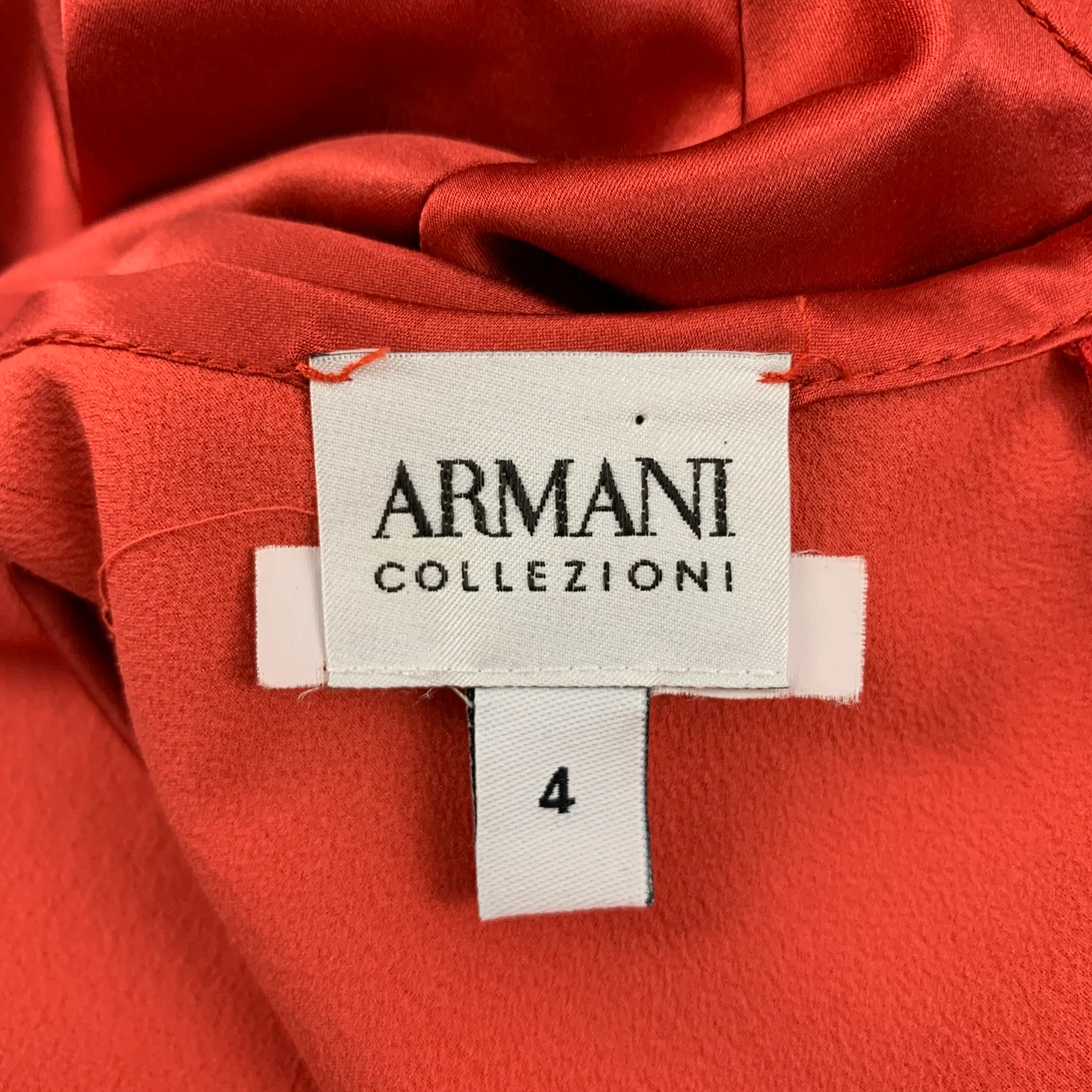 ARMANI COLLEZIONI Size 4 Orange Coral Silk Ruched Sleeveless Cocktail Dress - Image 4