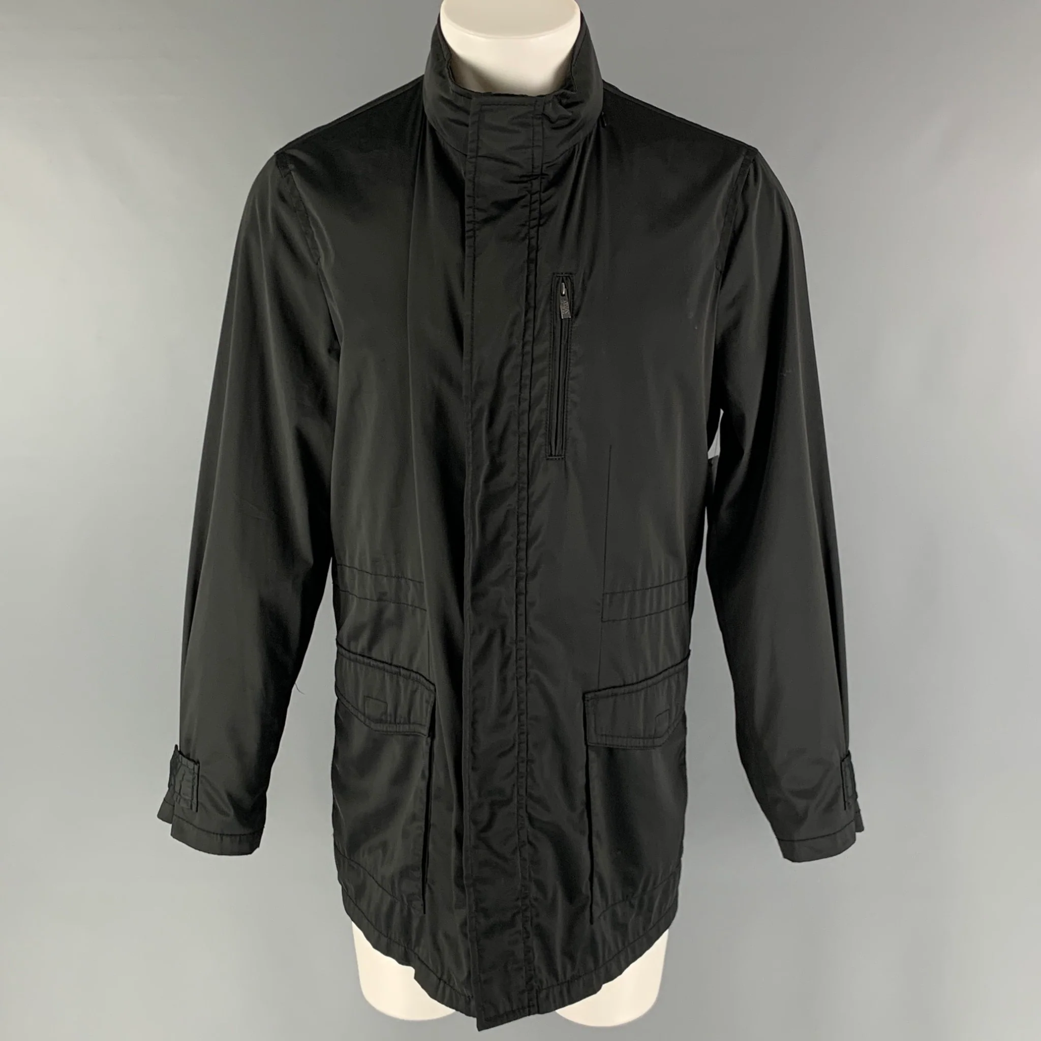 ARMANI COLLEZIONI Size 40 Black Polyester Windbreaker Jacket