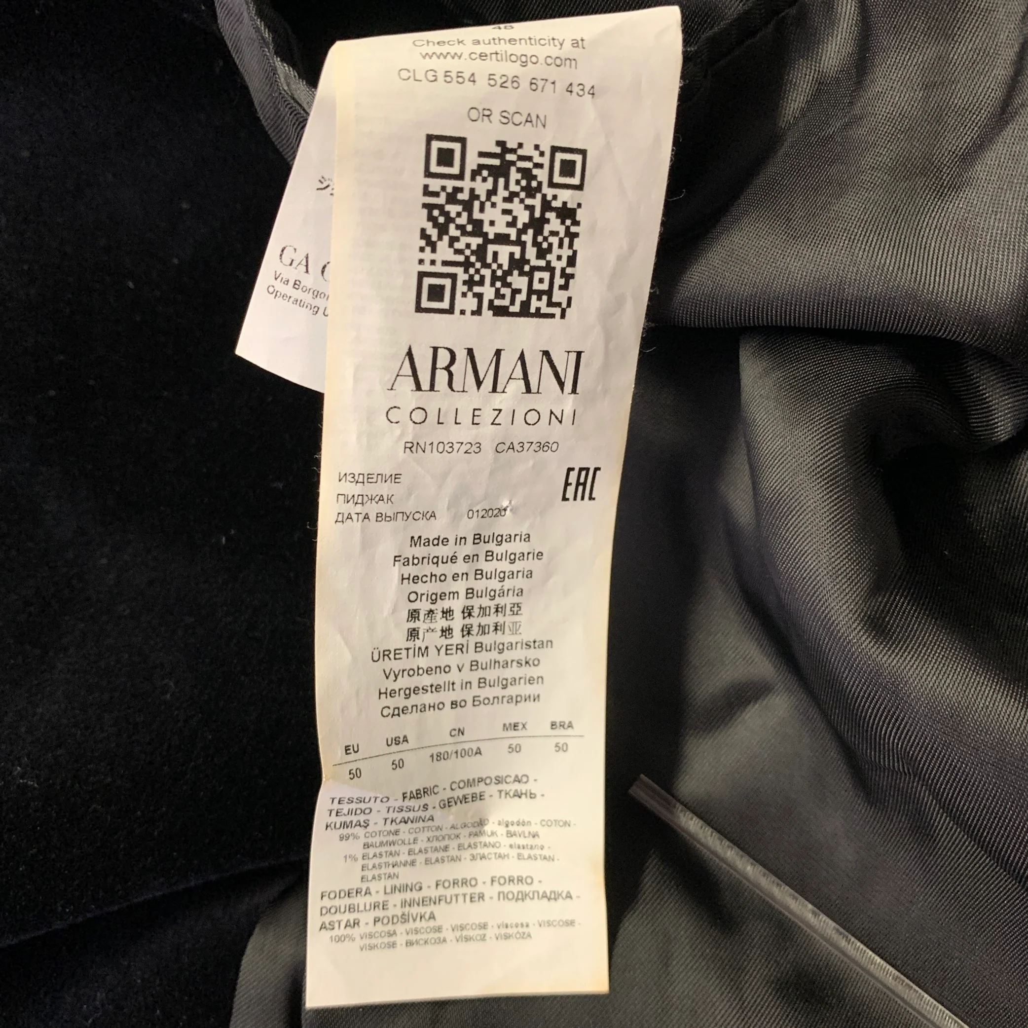 ARMANI COLLEZIONI Size 40 Black Velvet Cotton Elastane Sport Coat - Image 6