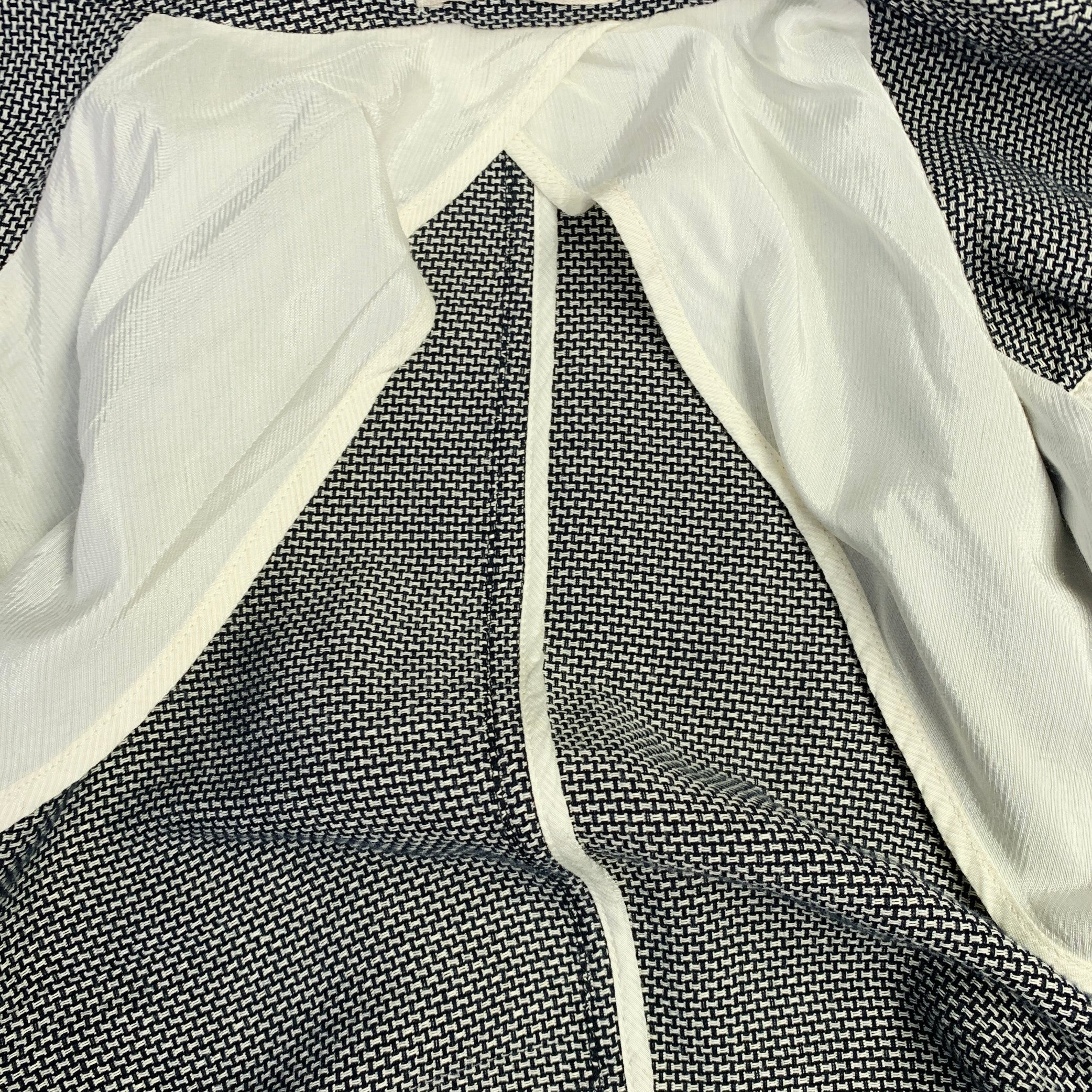 ARMANI COLLEZIONI Size 40 Black White Textured Polyester Blend Sport Coat - Image 7